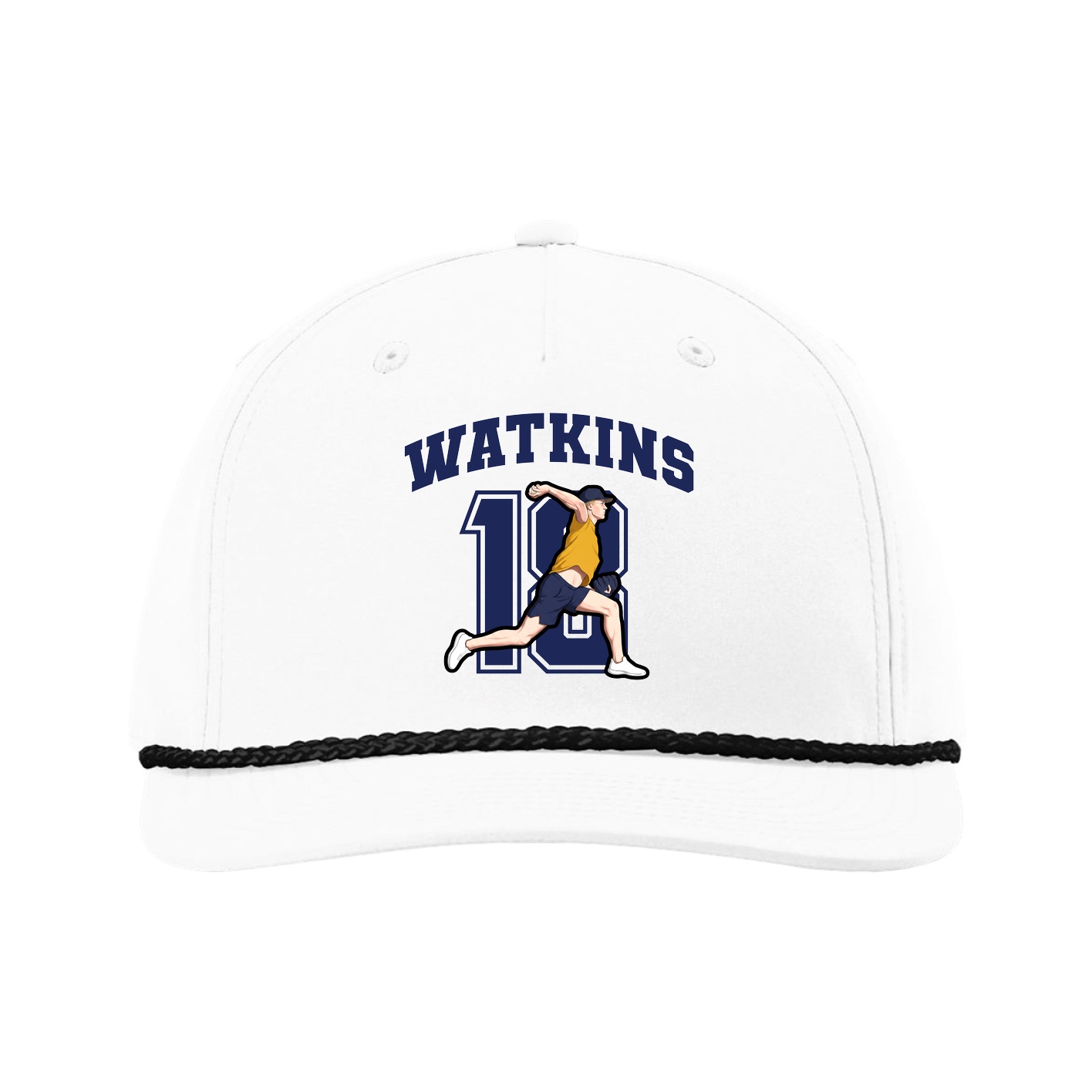 Five-Panel Classic Rope Cap — Number in White