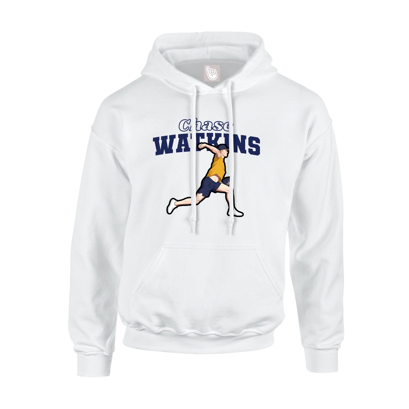 Youth Hoodie — Name Arch in White