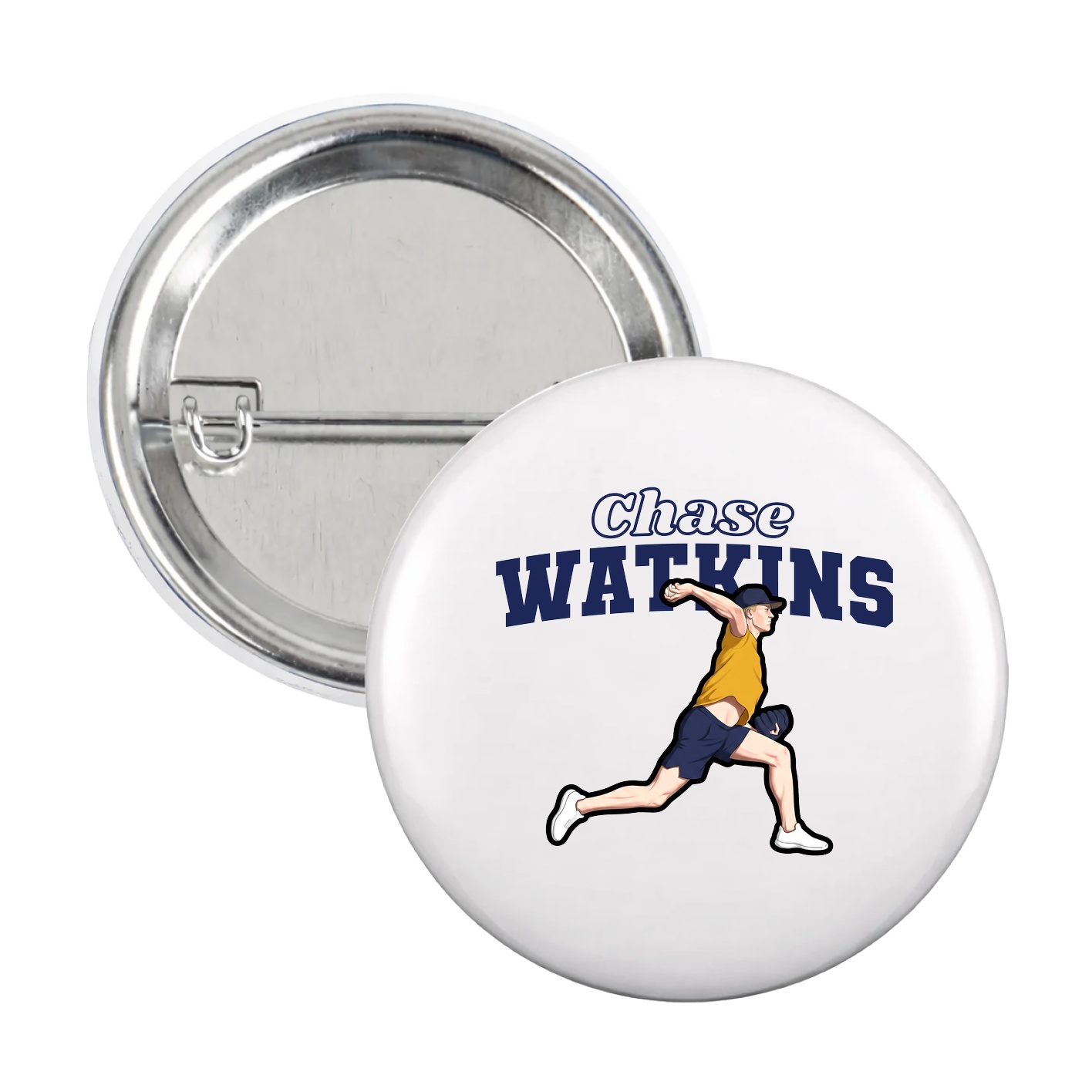 Game Day Button — Name Arch in White