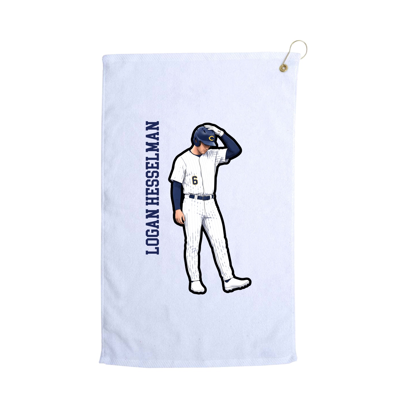 Golf Towel — Name Vertical in White