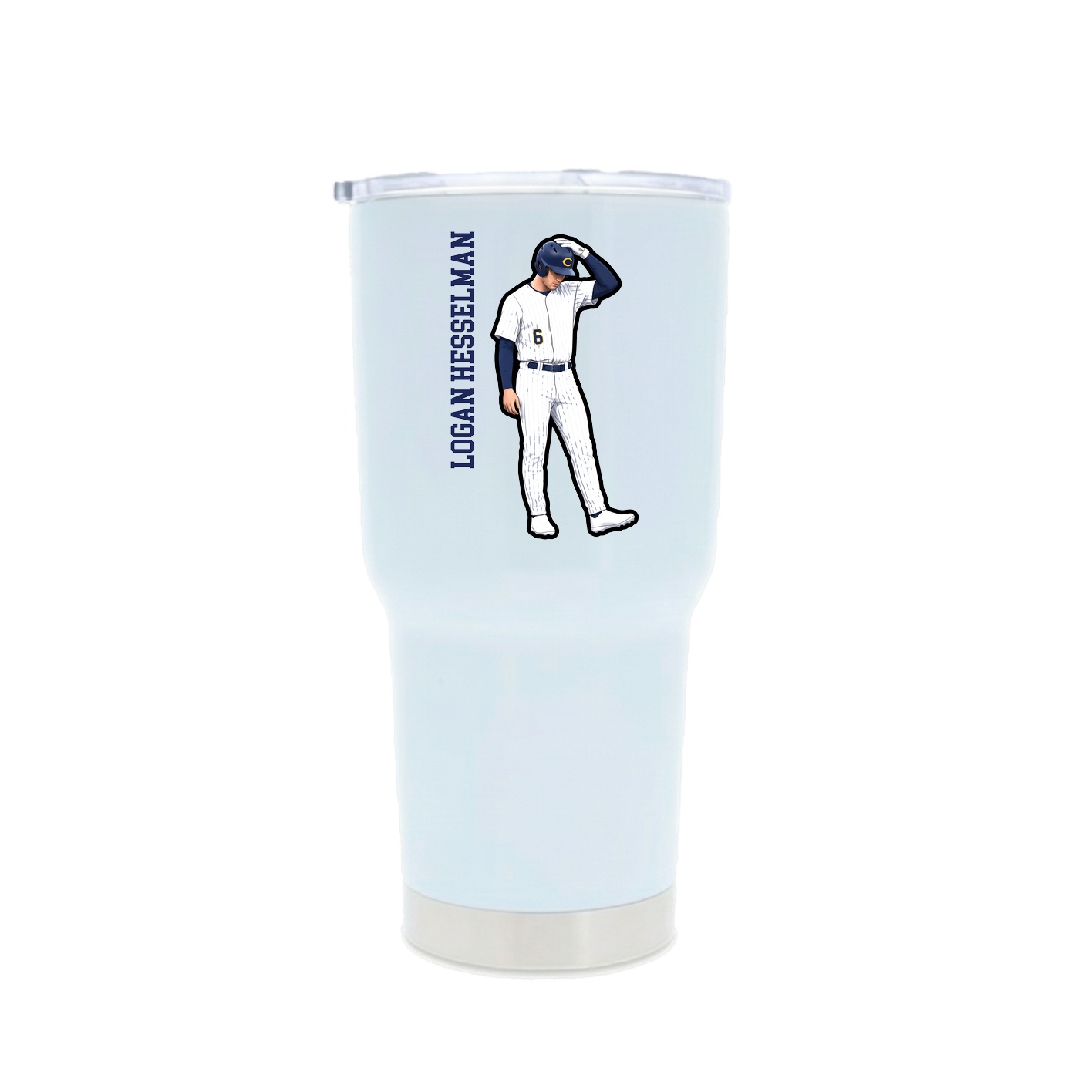 30oz Stainless Steel Tumbler — Name Vertical in White