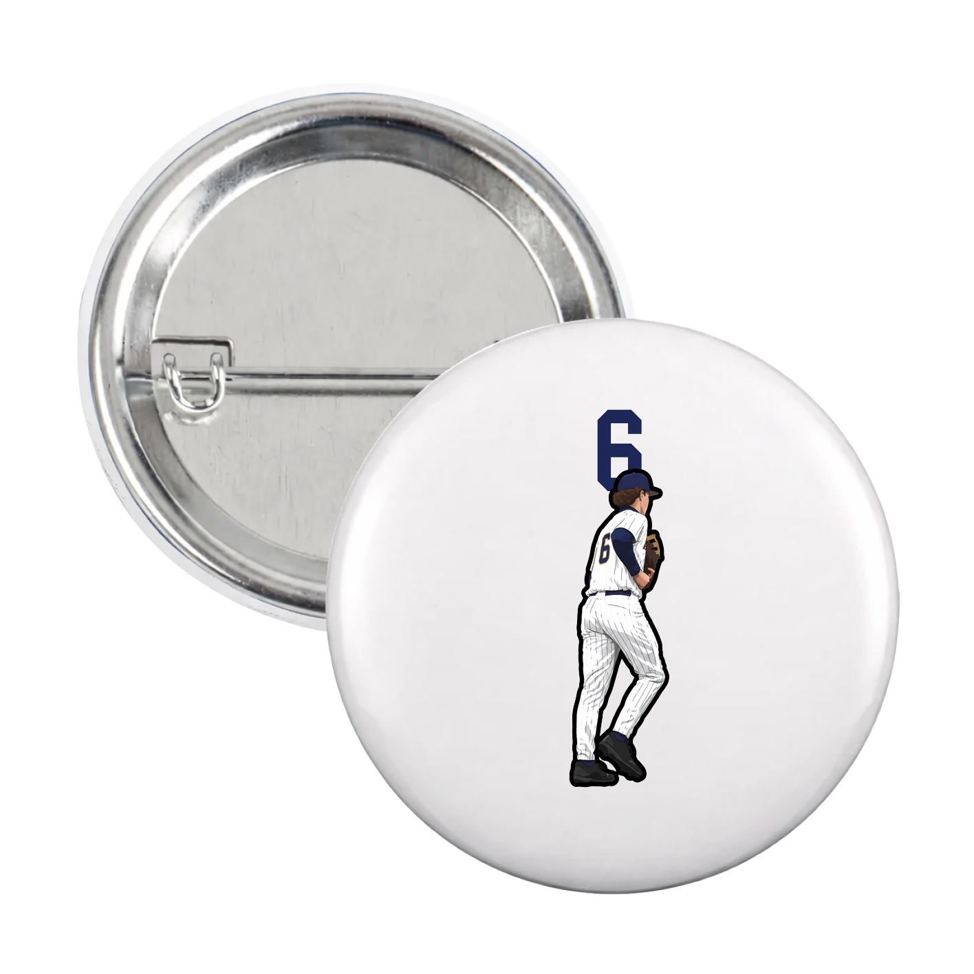 Game Day Button — Number Top in White