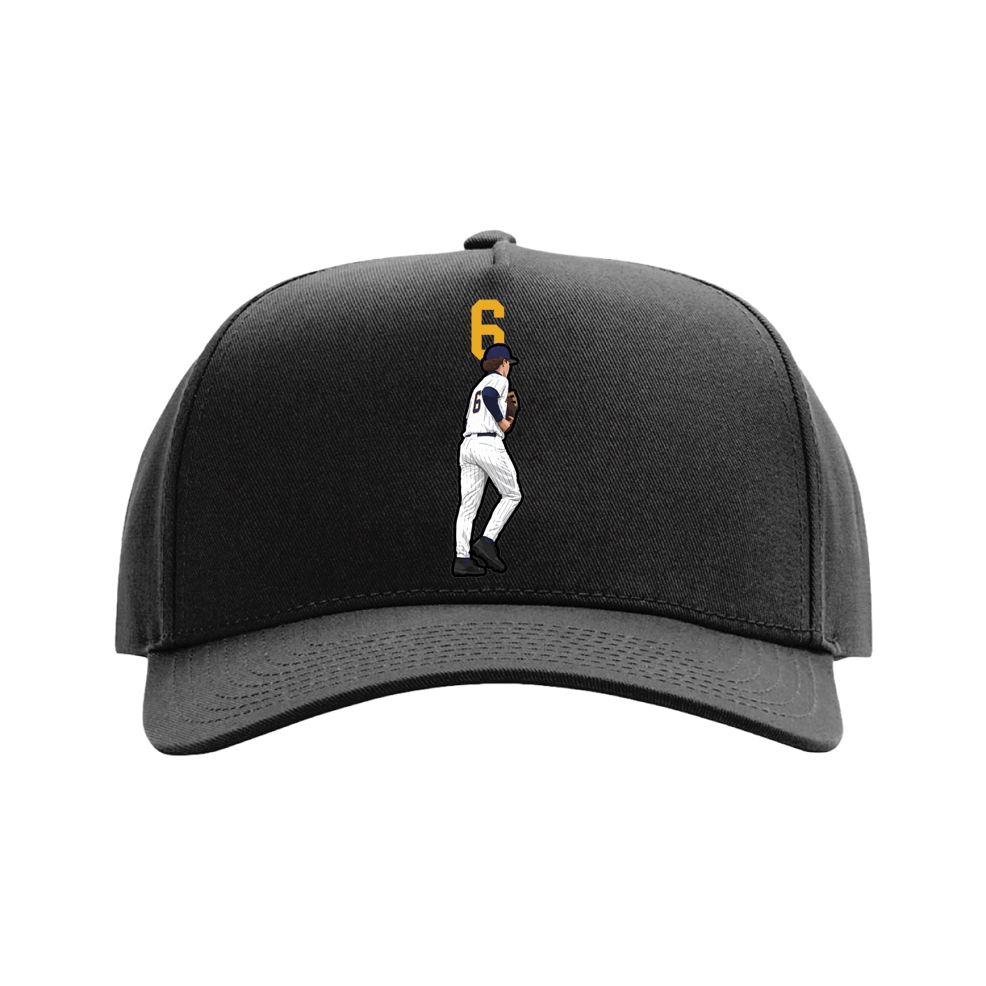 Full Fabric Five-Panel Champ Cap — Number Top in Black