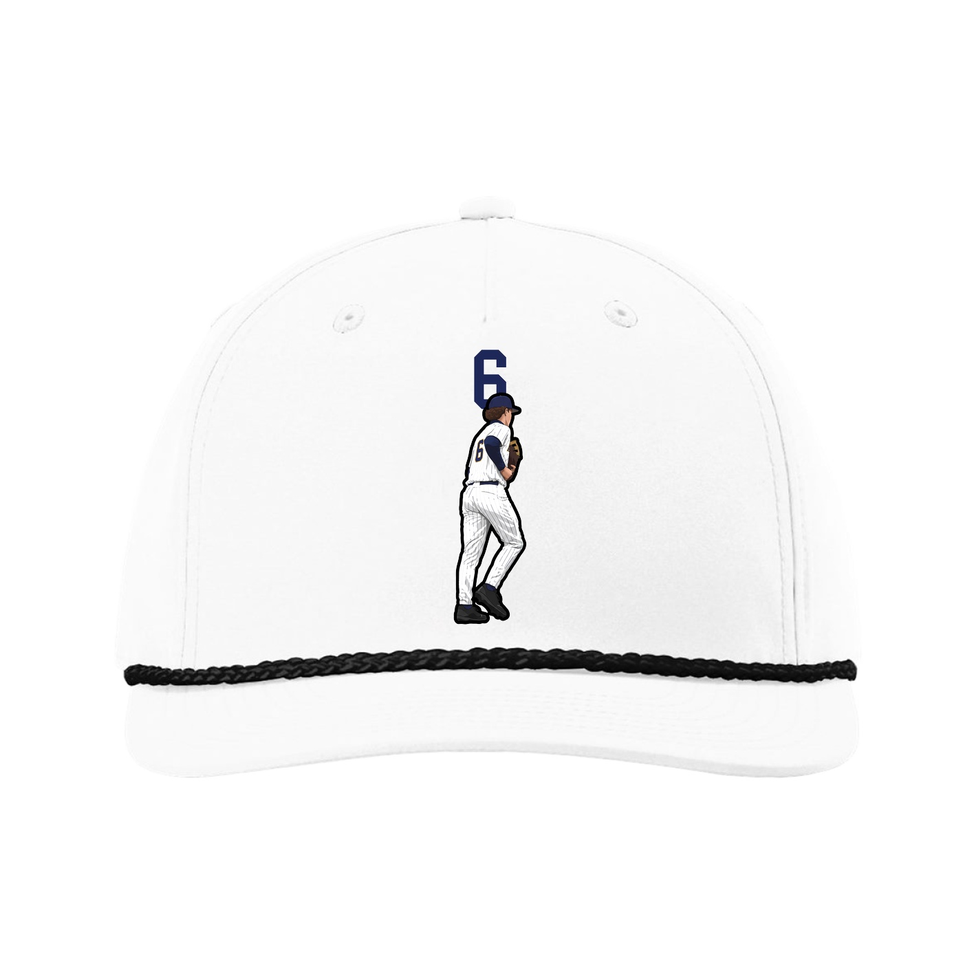 Five-Panel Classic Rope Cap — Number Top in White