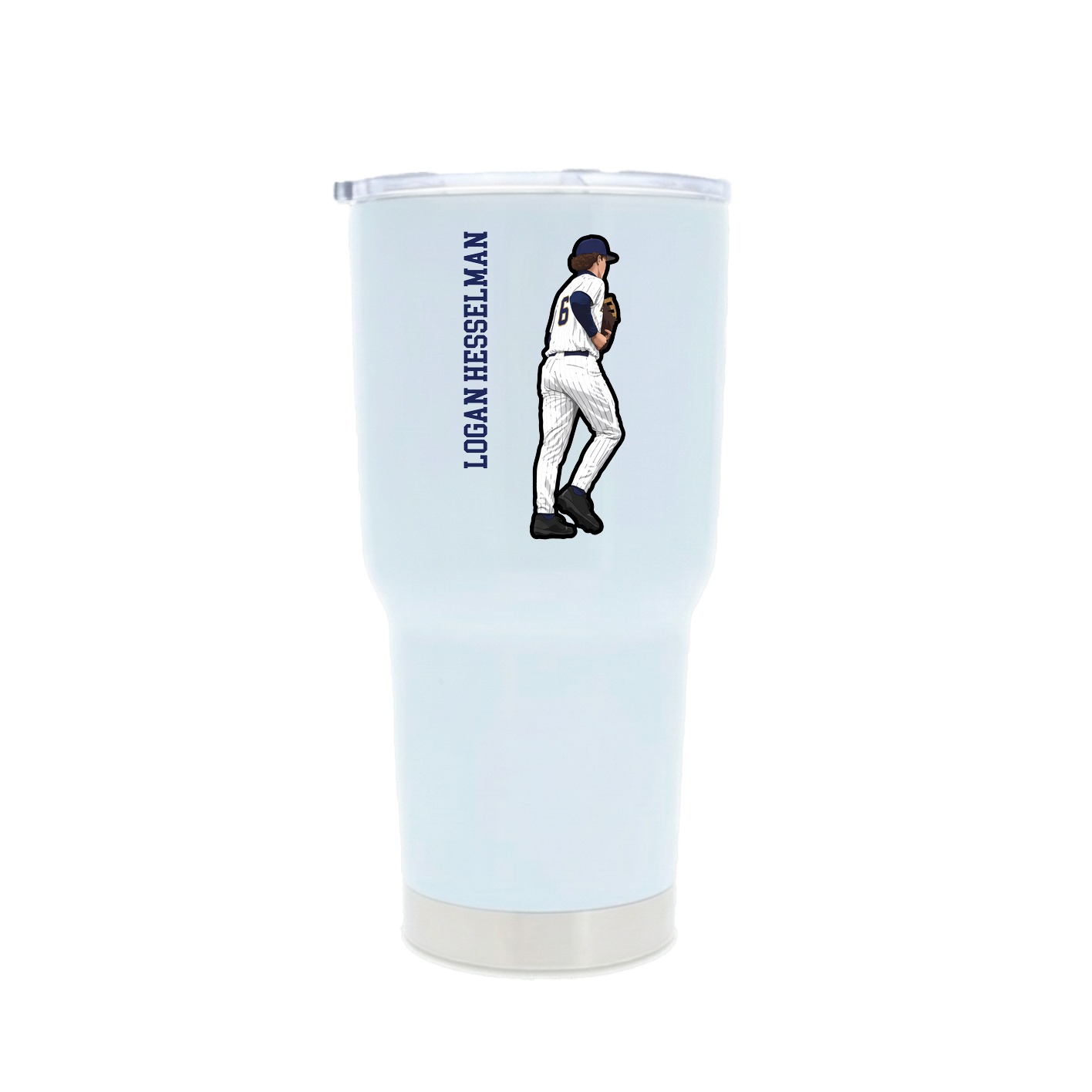 30oz Stainless Steel Tumbler — Name Vertical in White