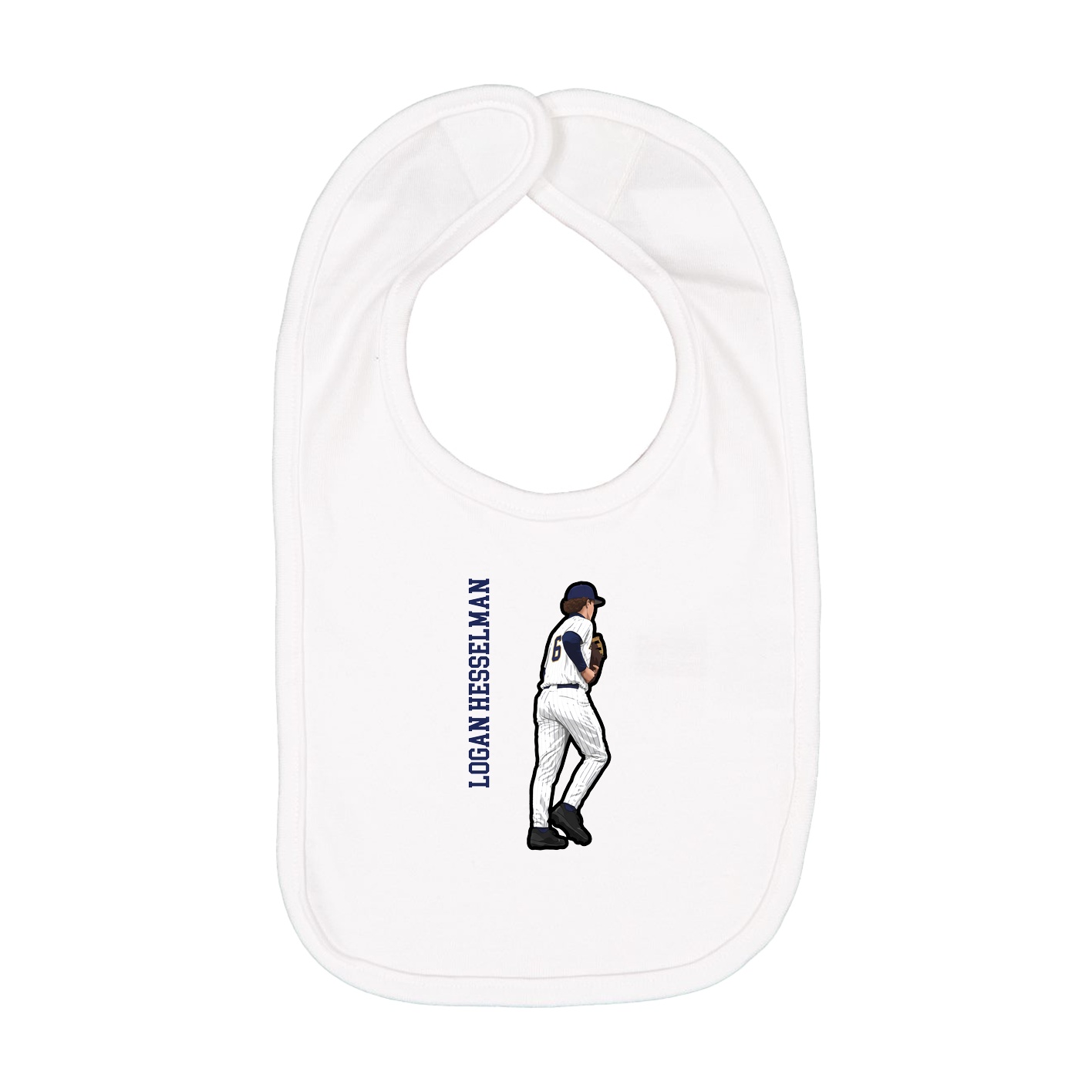 Infant Bib — Name Vertical in White