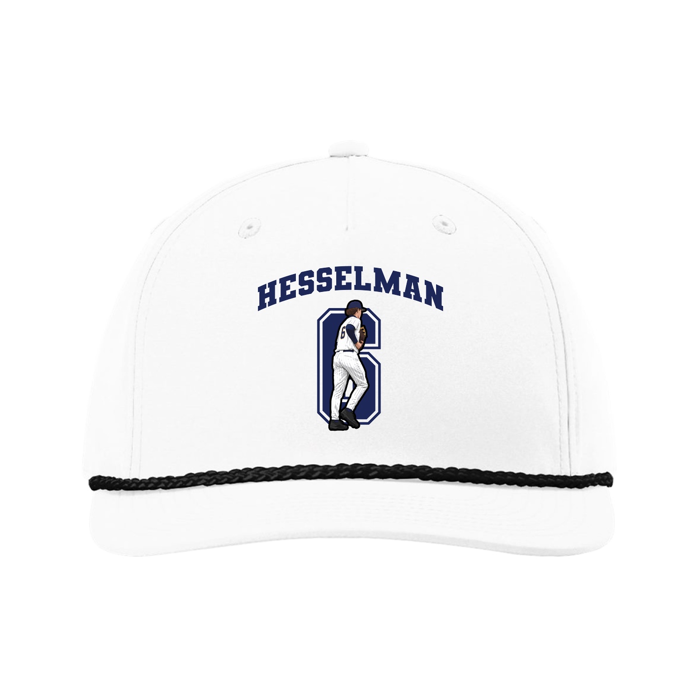 Five-Panel Classic Rope Cap — Number in White