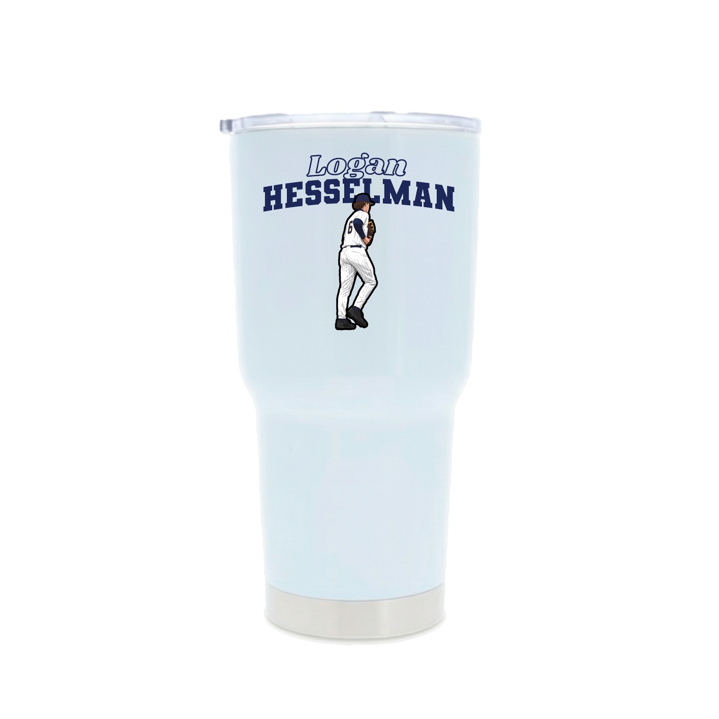 30oz Stainless Steel Tumbler — Name Arch in White