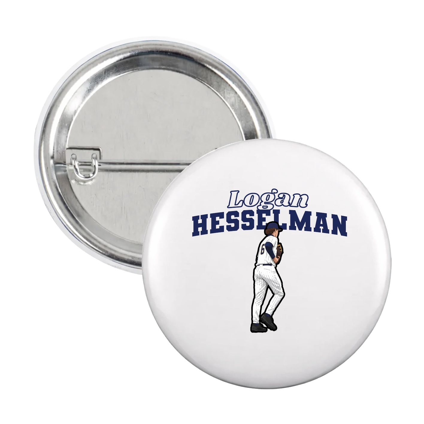 Game Day Button — Name Arch in White