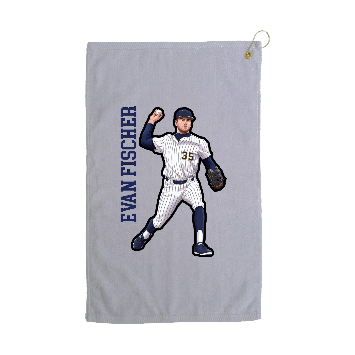 Golf Towel — Name Vertical in Grey