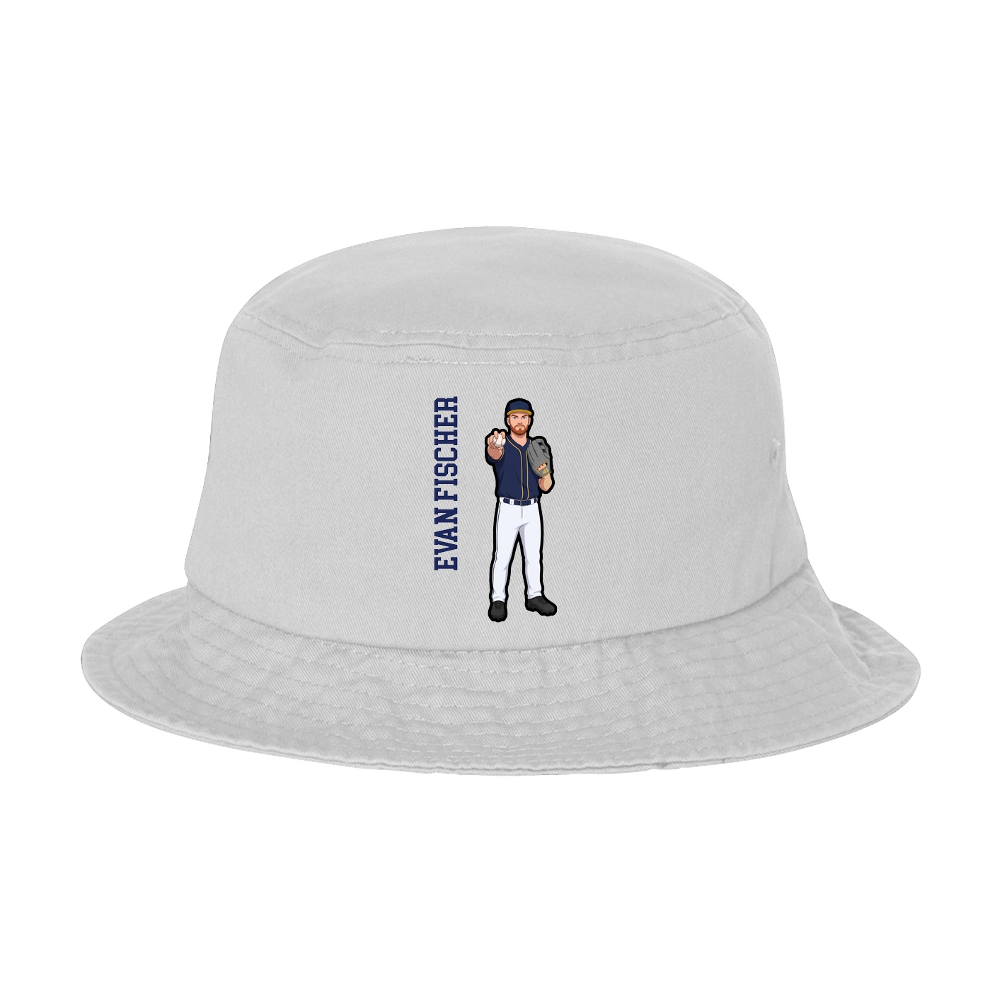 Bucket Cap — Name Vertical in White