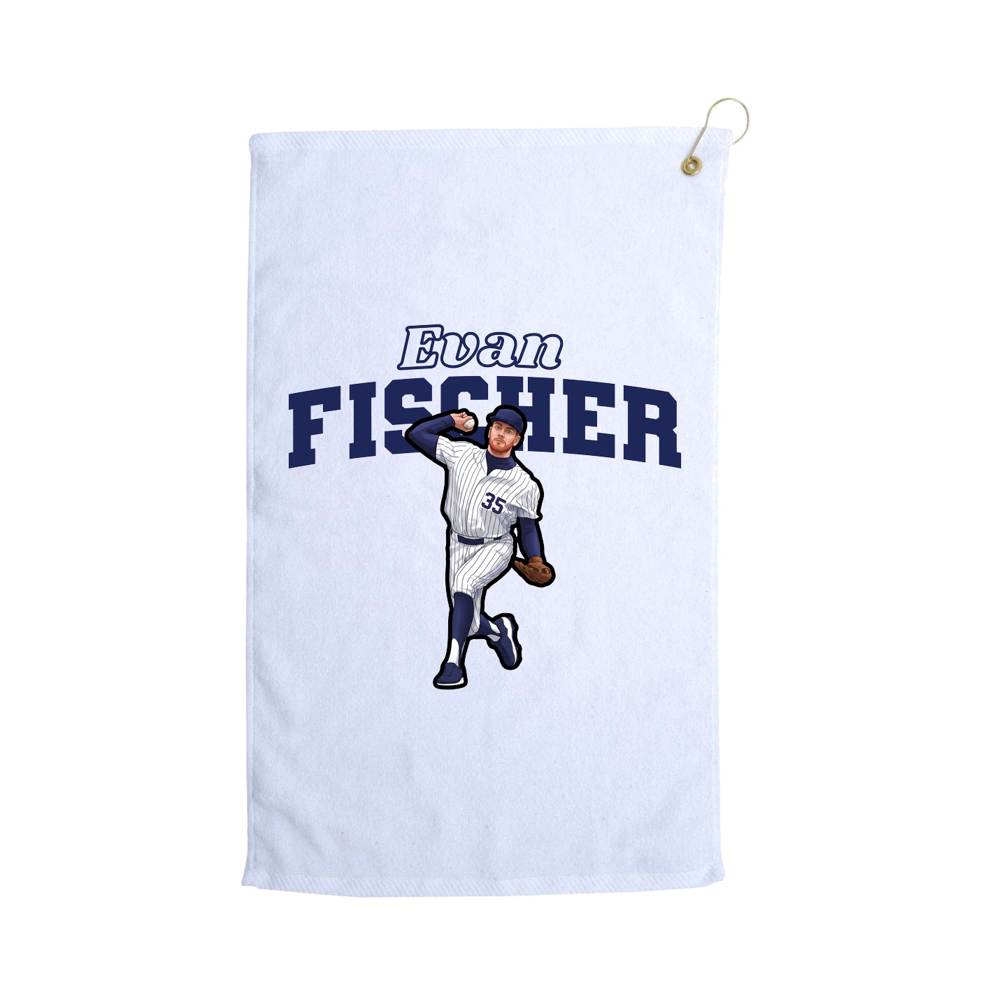 Golf Towel — Name Arch in White