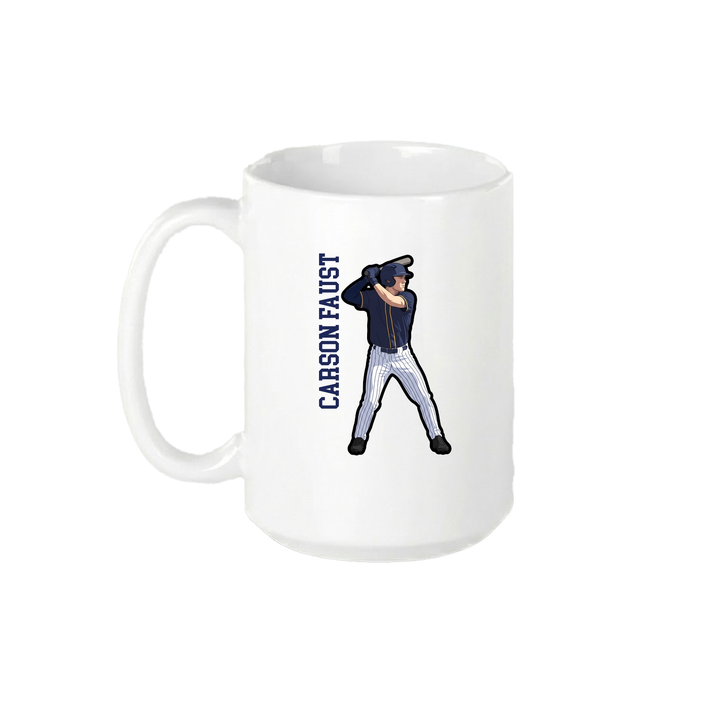 15oz Coffee Mug — Name Vertical in White