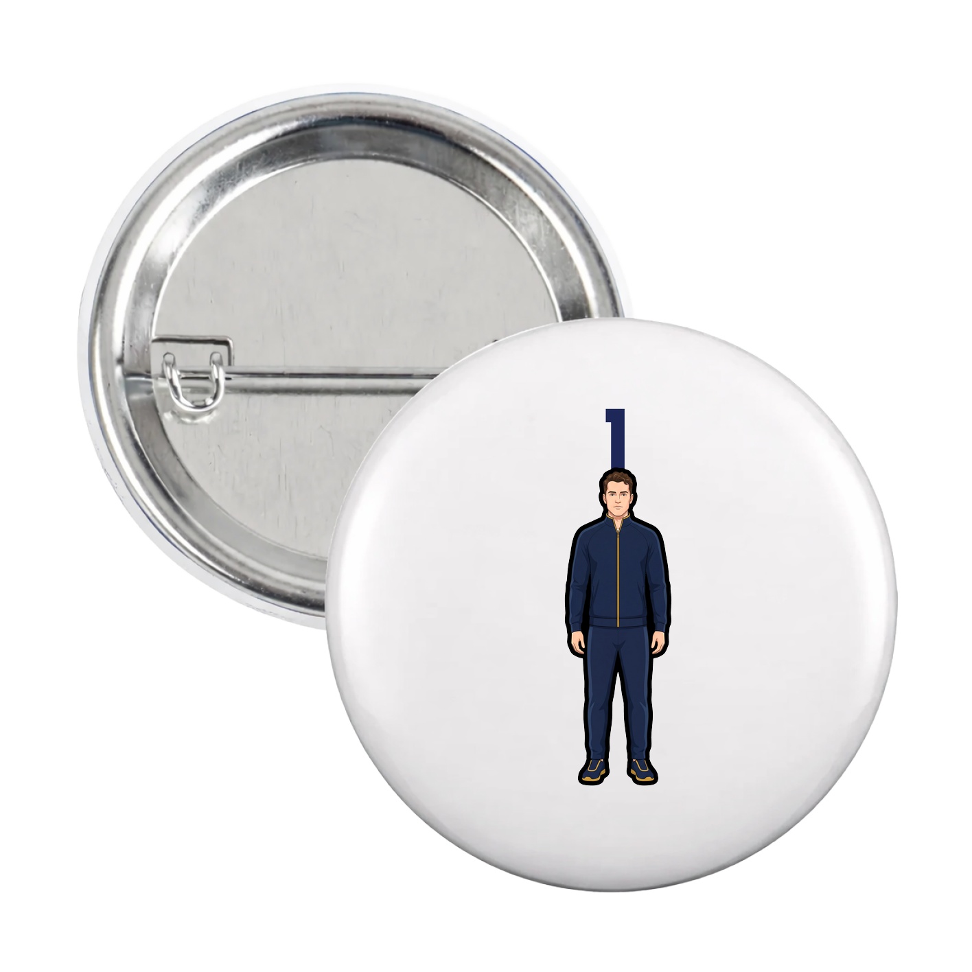 Game Day Button — Number Top in White