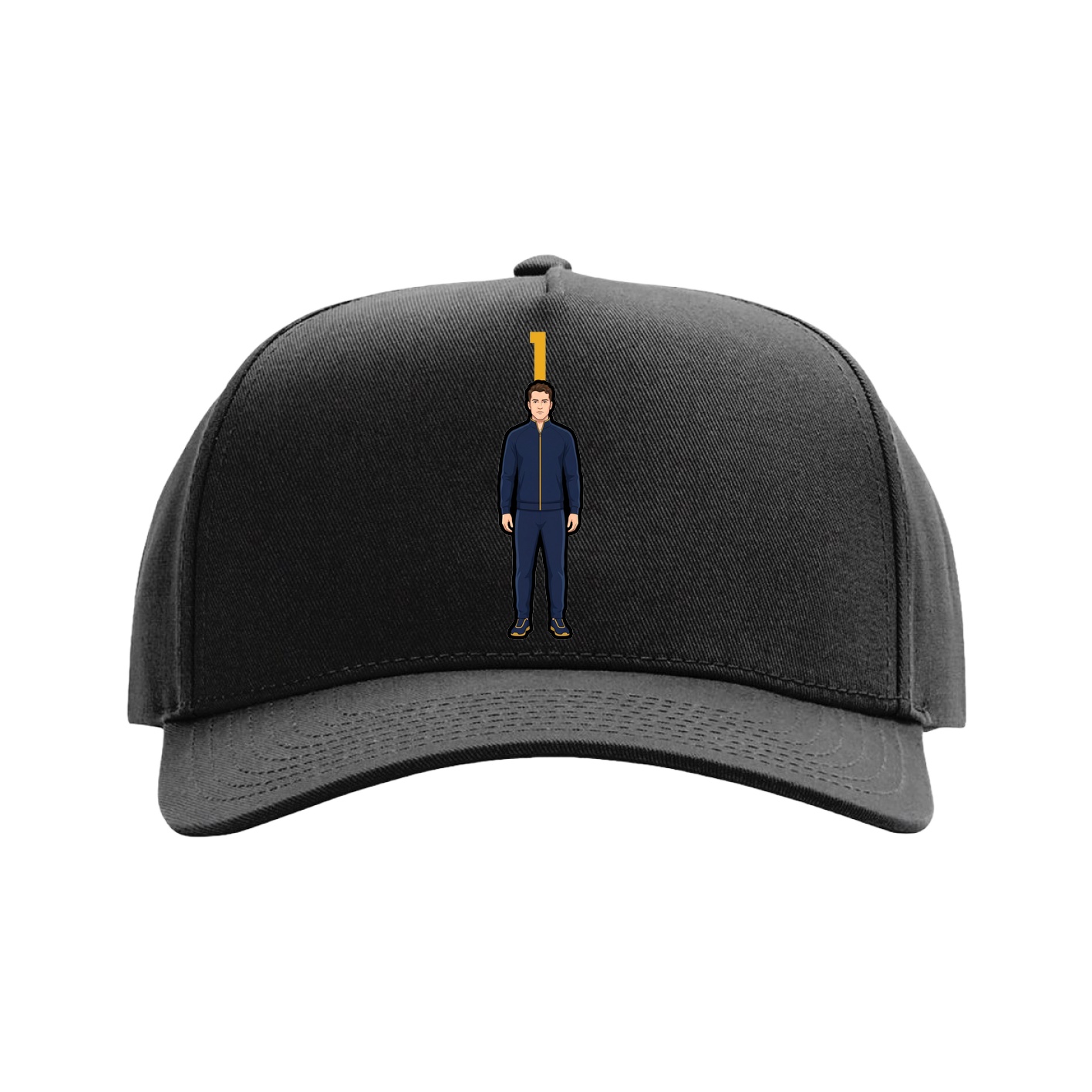 Full Fabric Five-Panel Champ Cap — Number Top in Black