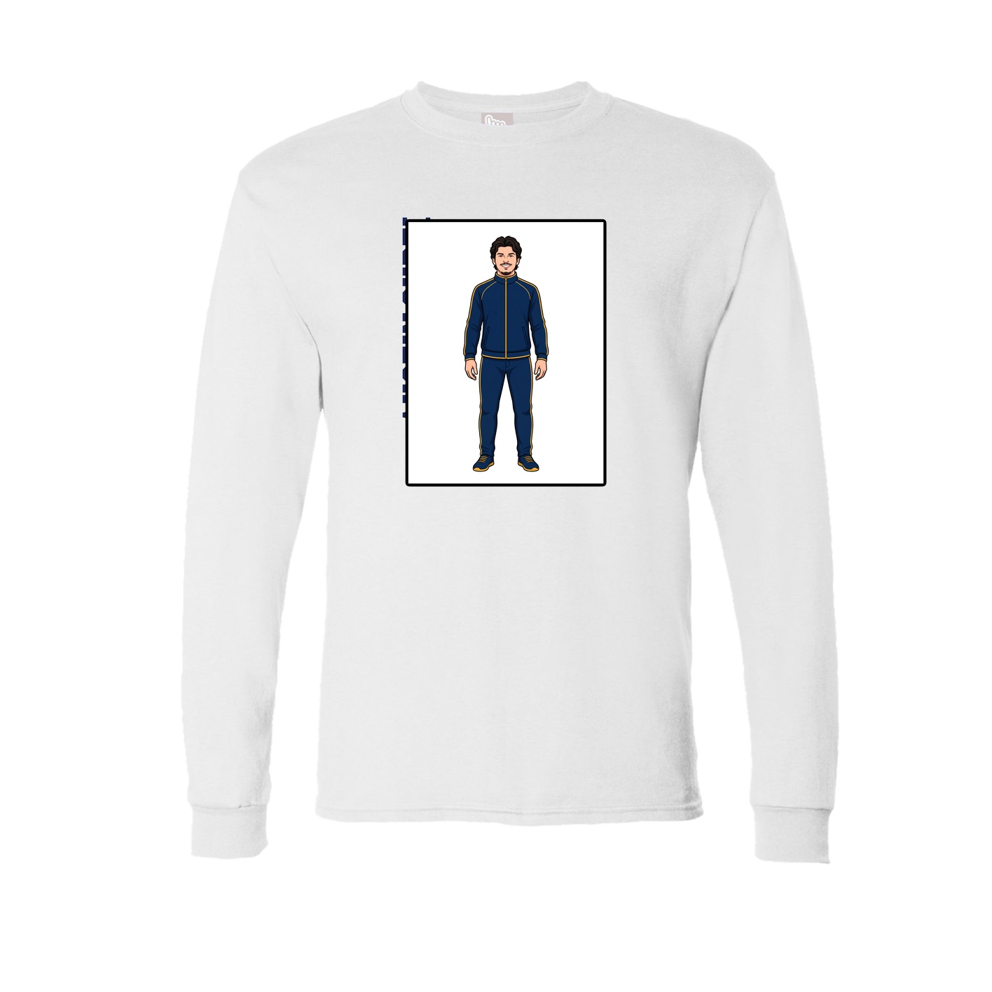 Long Sleeve Tee — Name Vertical in White
