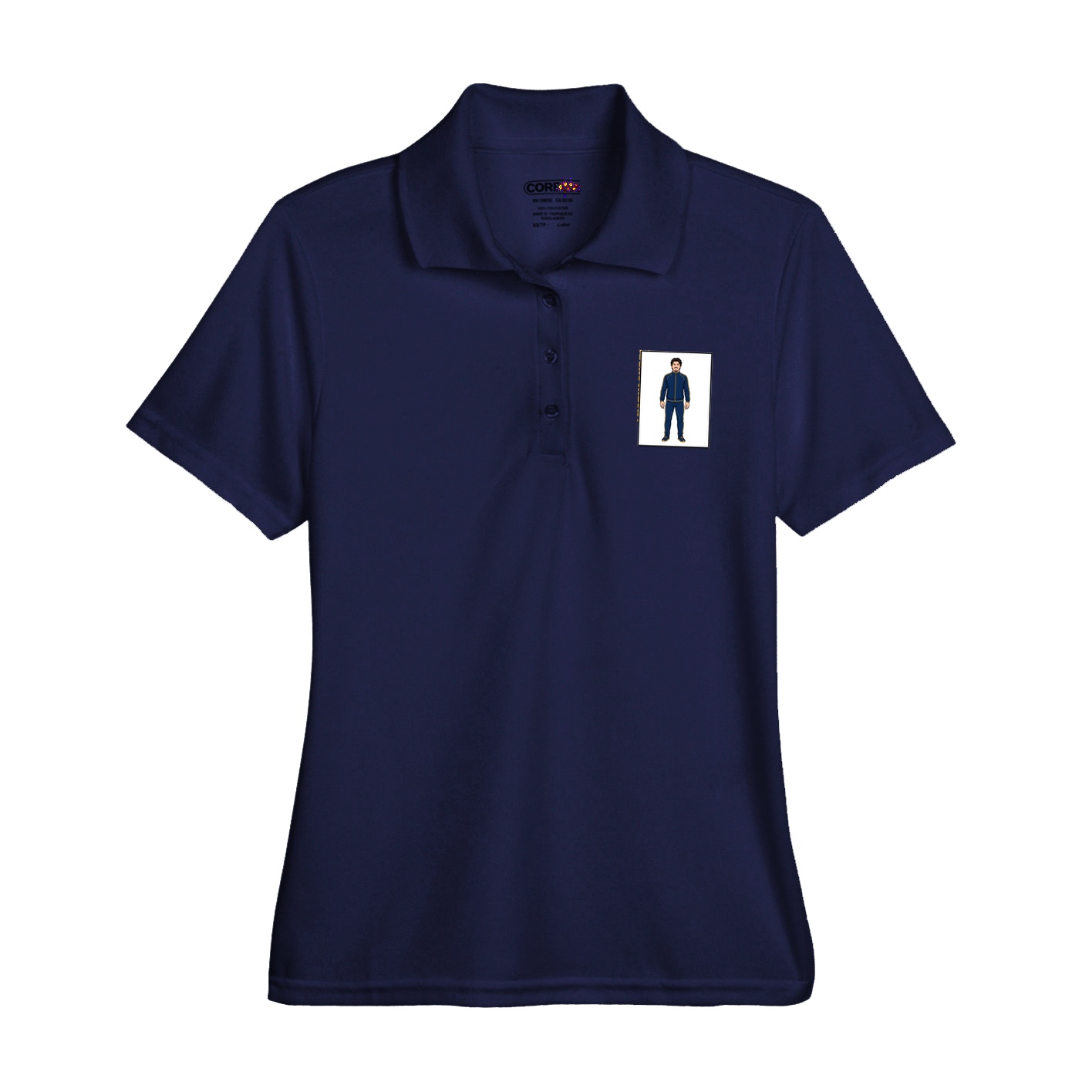 Womens Performance Polo — Name Vertical in Navy