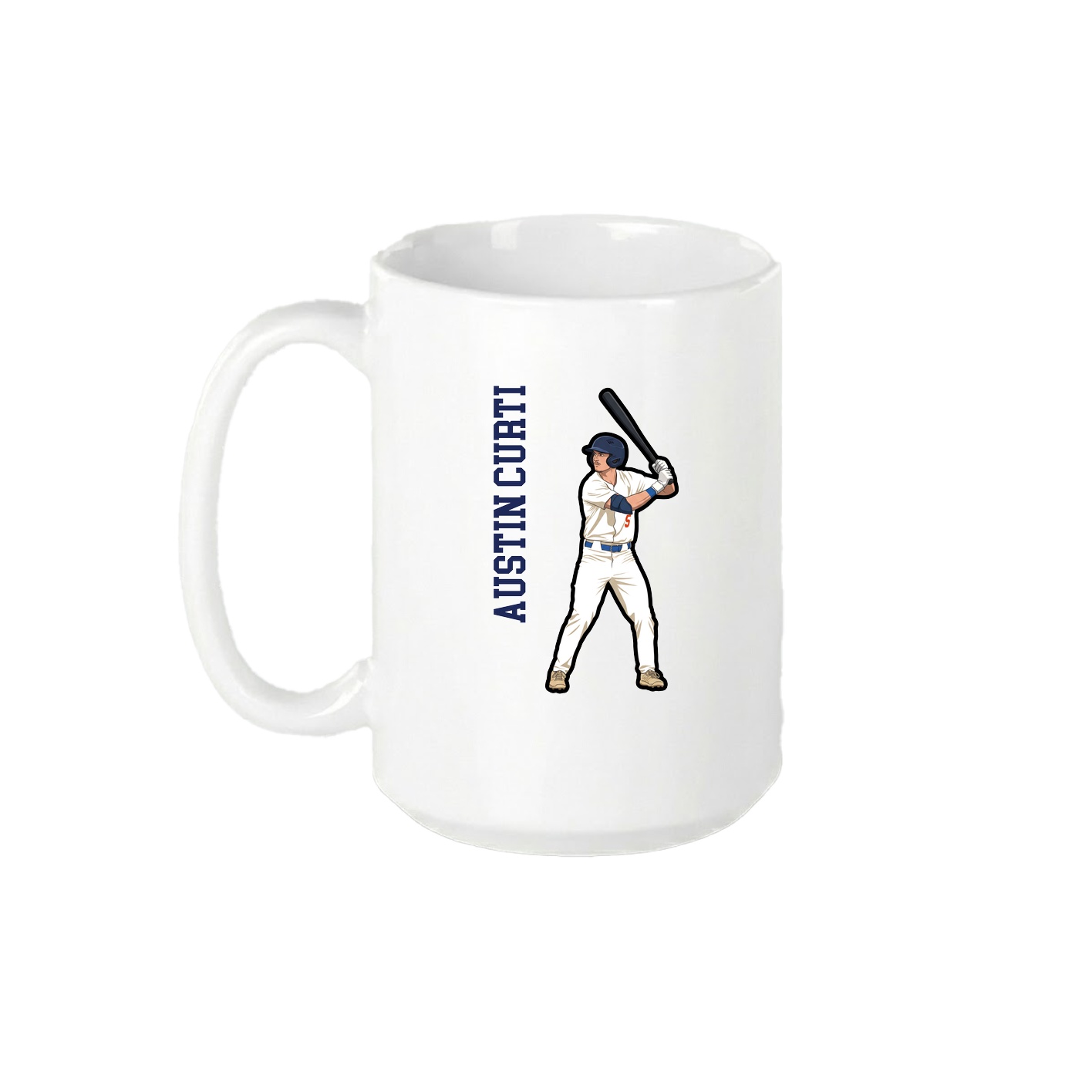 15oz Coffee Mug — Name Vertical in White