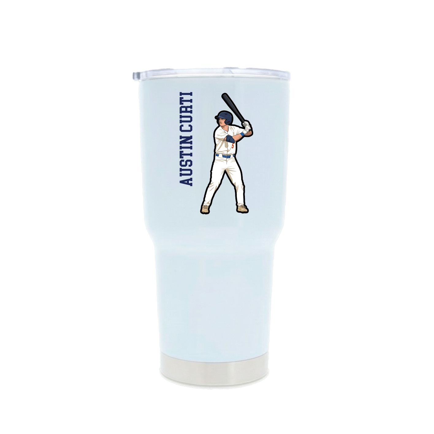 30oz Stainless Steel Tumbler — Name Vertical in White