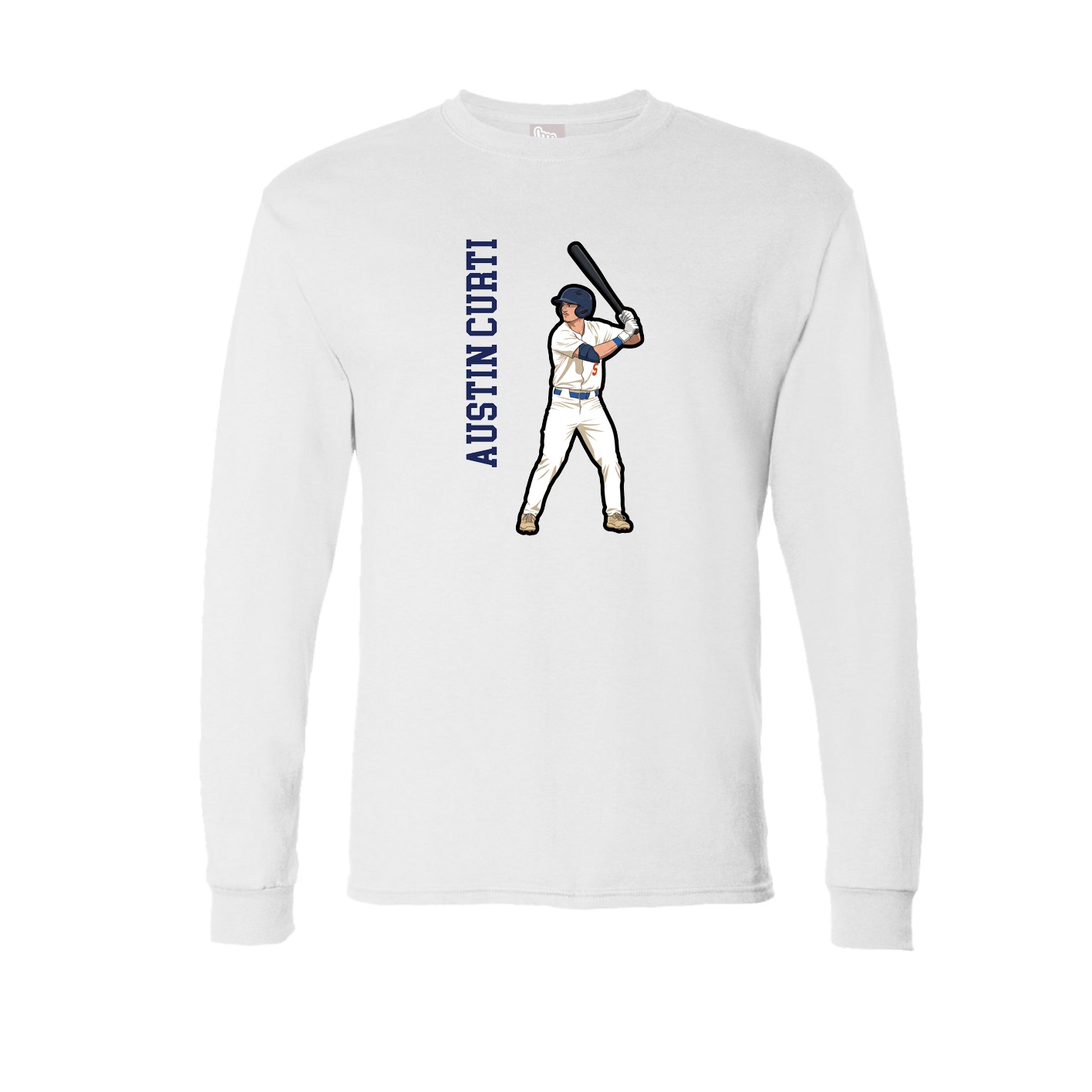 Long Sleeve Tee — Name Vertical in White