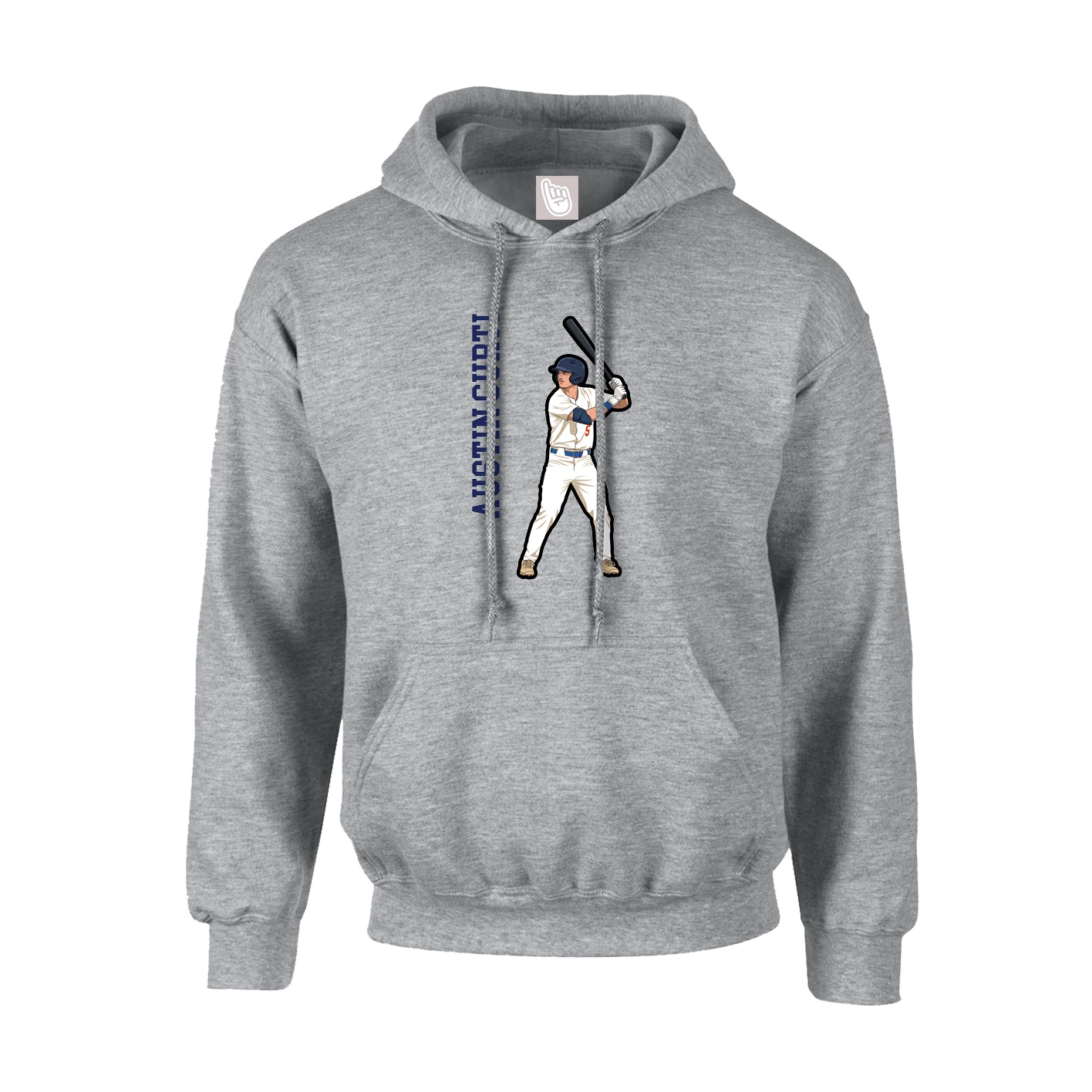 Hoodie — Name Vertical in Grey