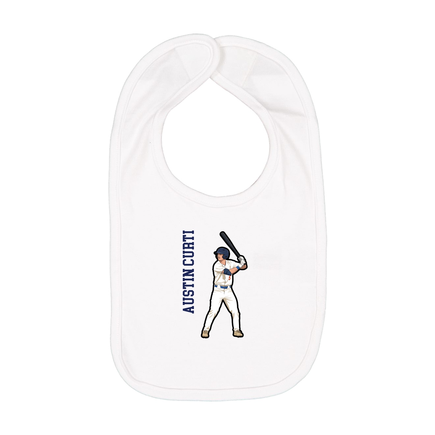 Infant Bib — Name Vertical in White