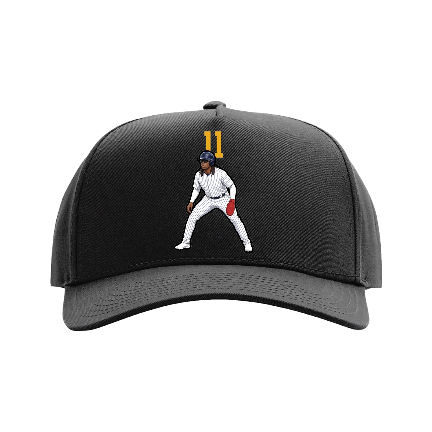 Full Fabric Five-Panel Champ Cap — Number Top in Black