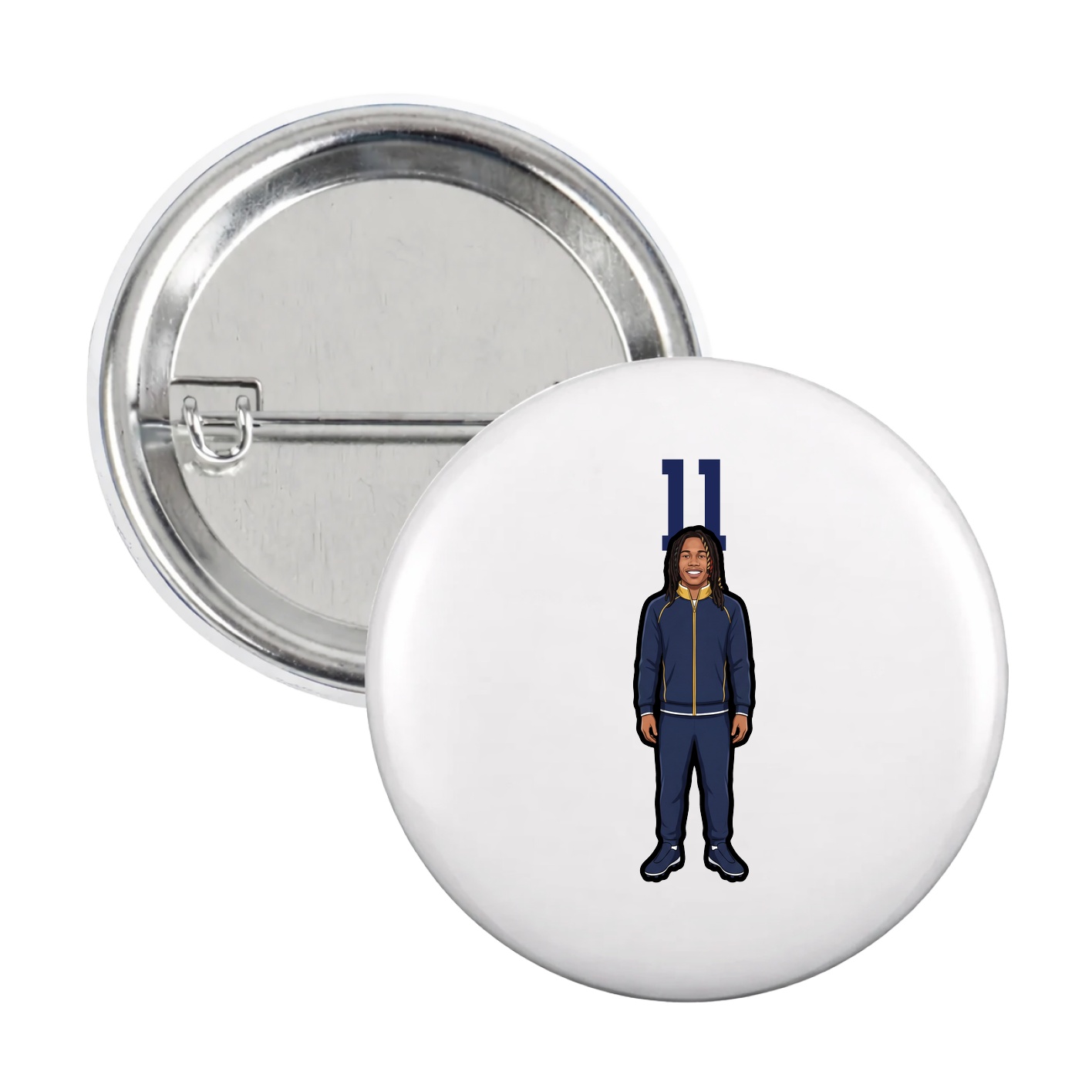 Game Day Button — Number Top in White