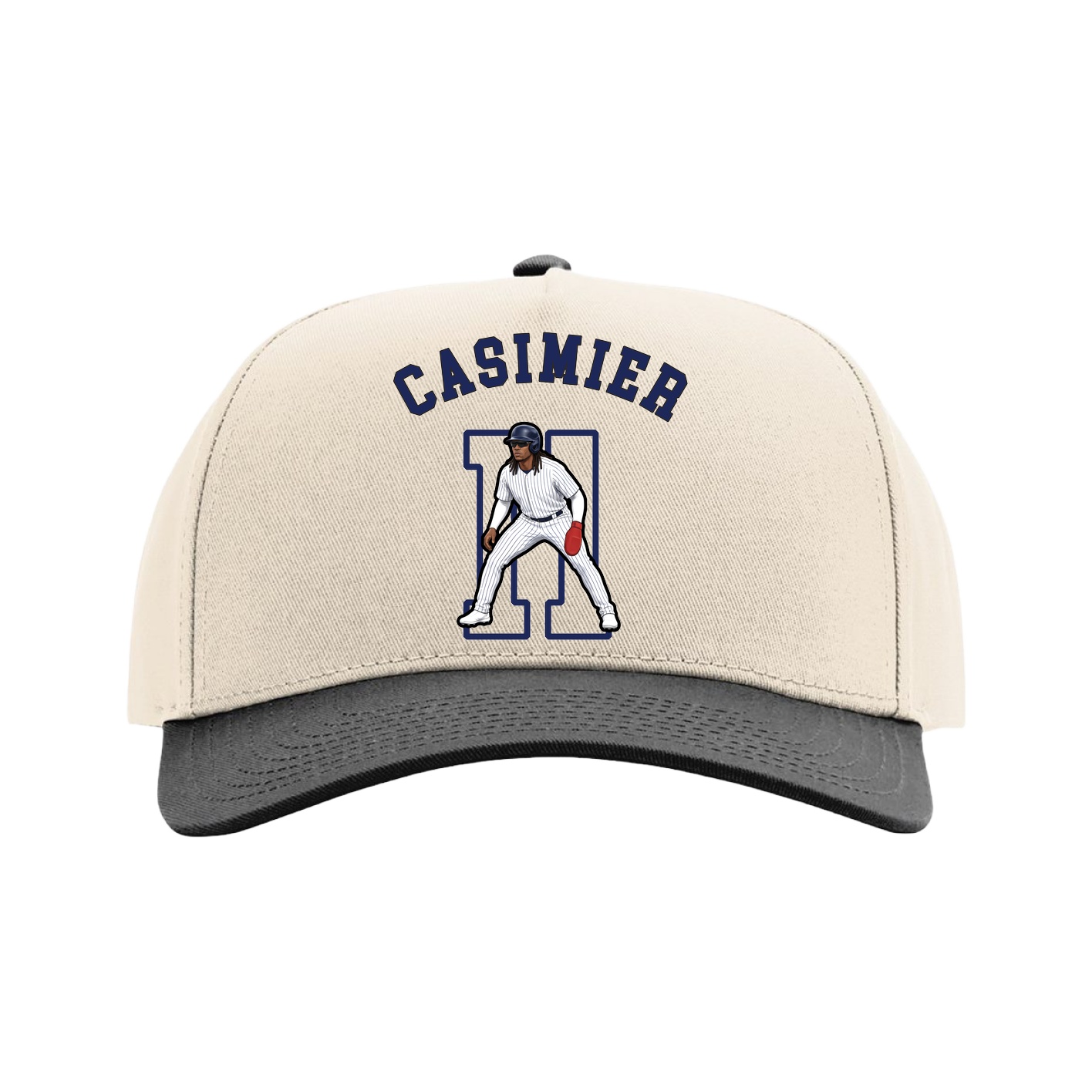 Full Fabric Five-Panel Champ Cap — Shirsey Arch in Cream/Black