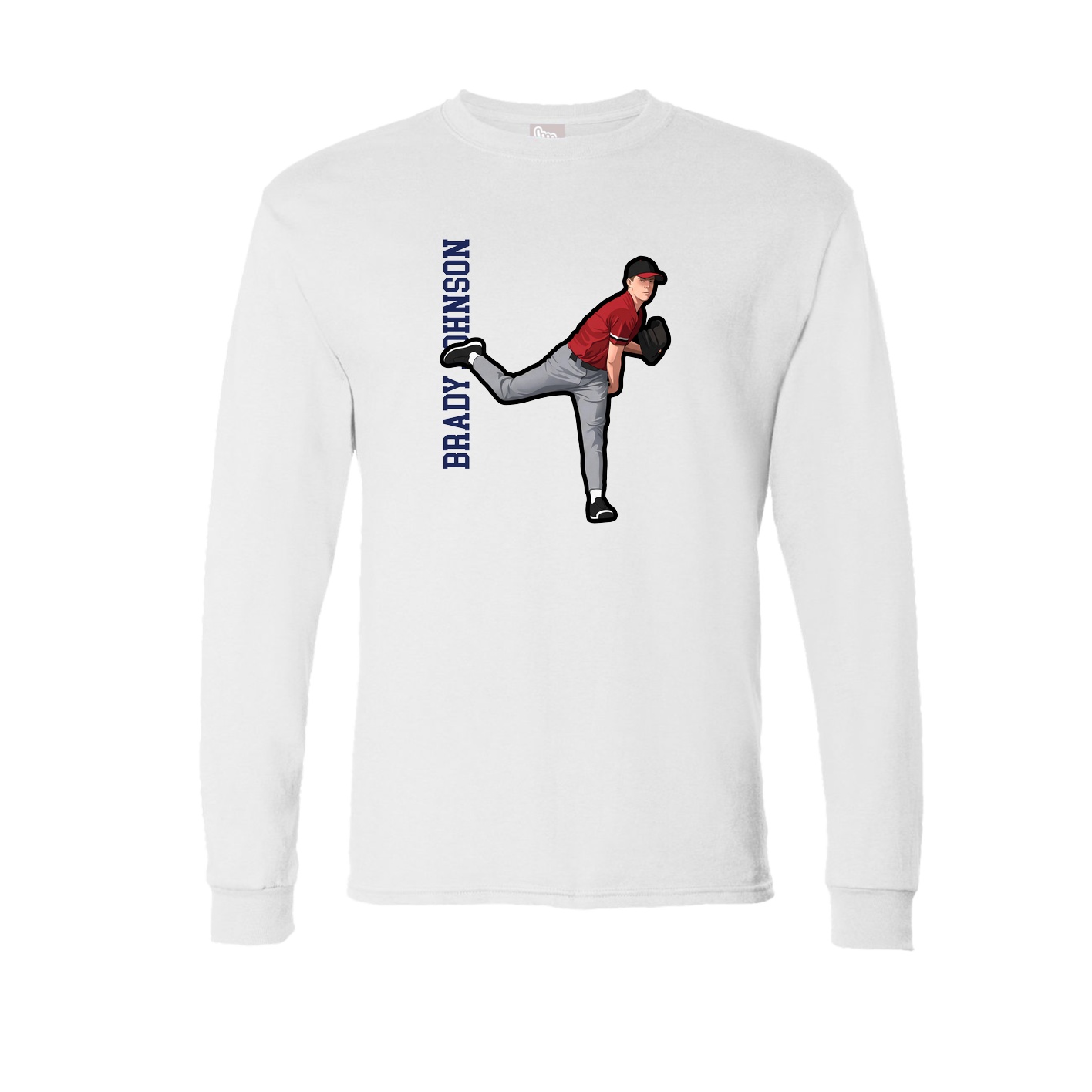 Long Sleeve Tee — Name Vertical in White