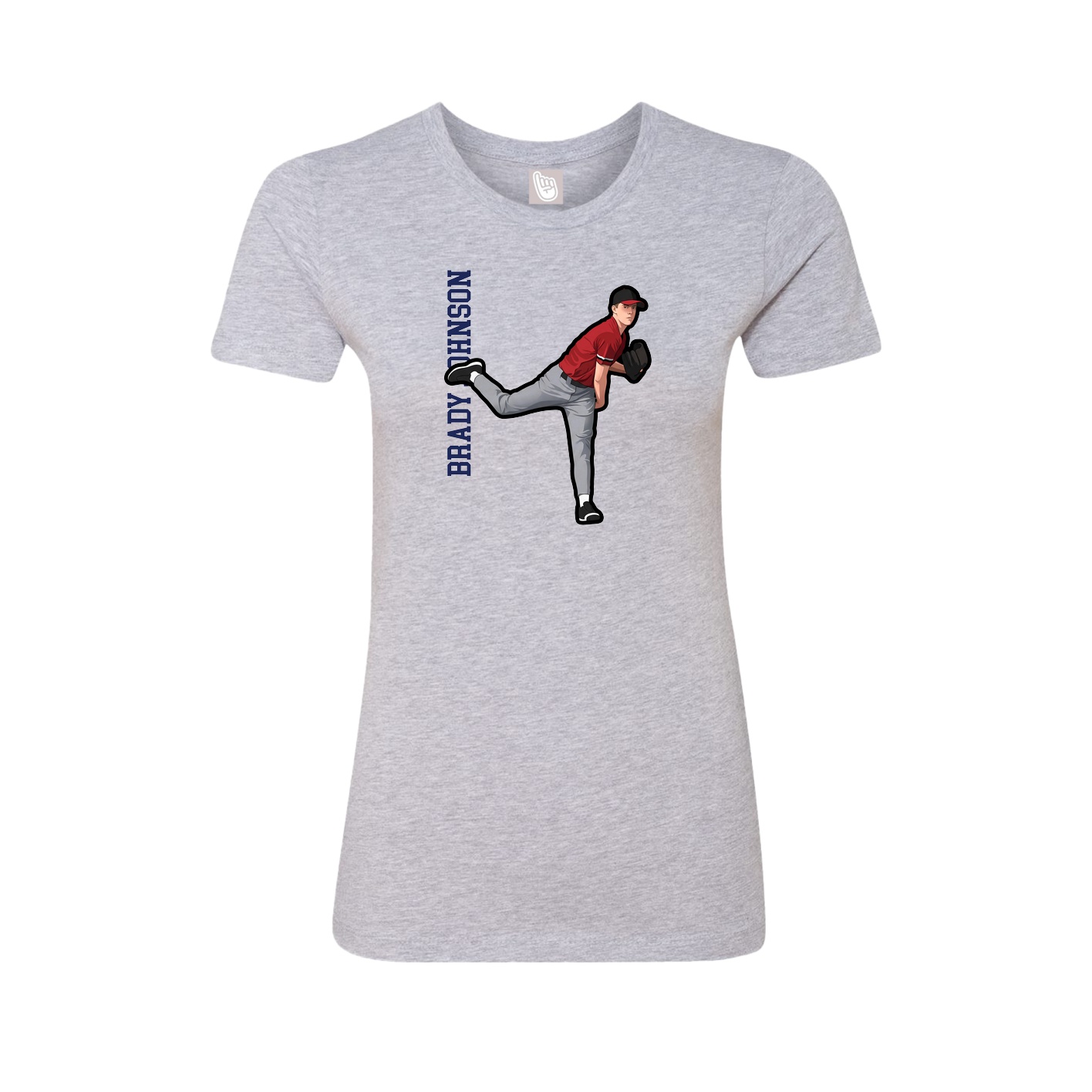 Fitted Women's Tee — Name Vertical in Grey
