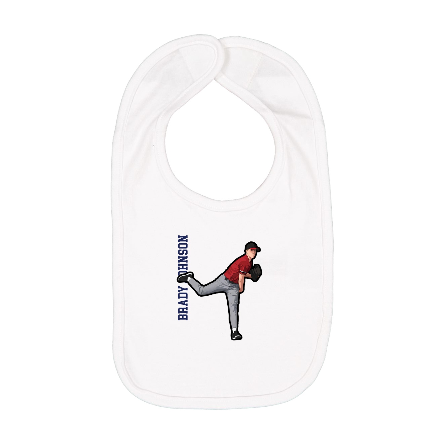 Infant Bib — Name Vertical in White