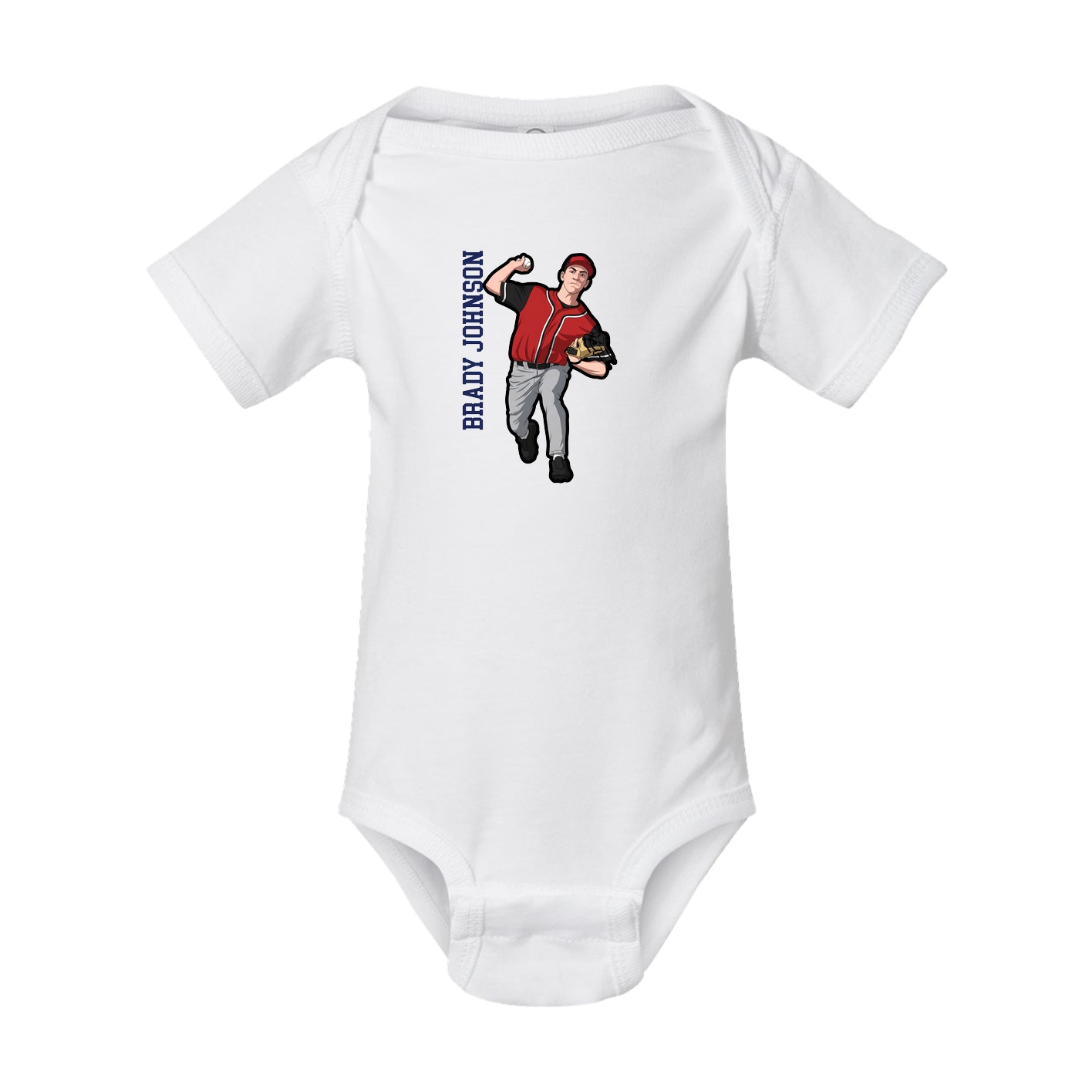 Baby Onesie — Name Vertical in White