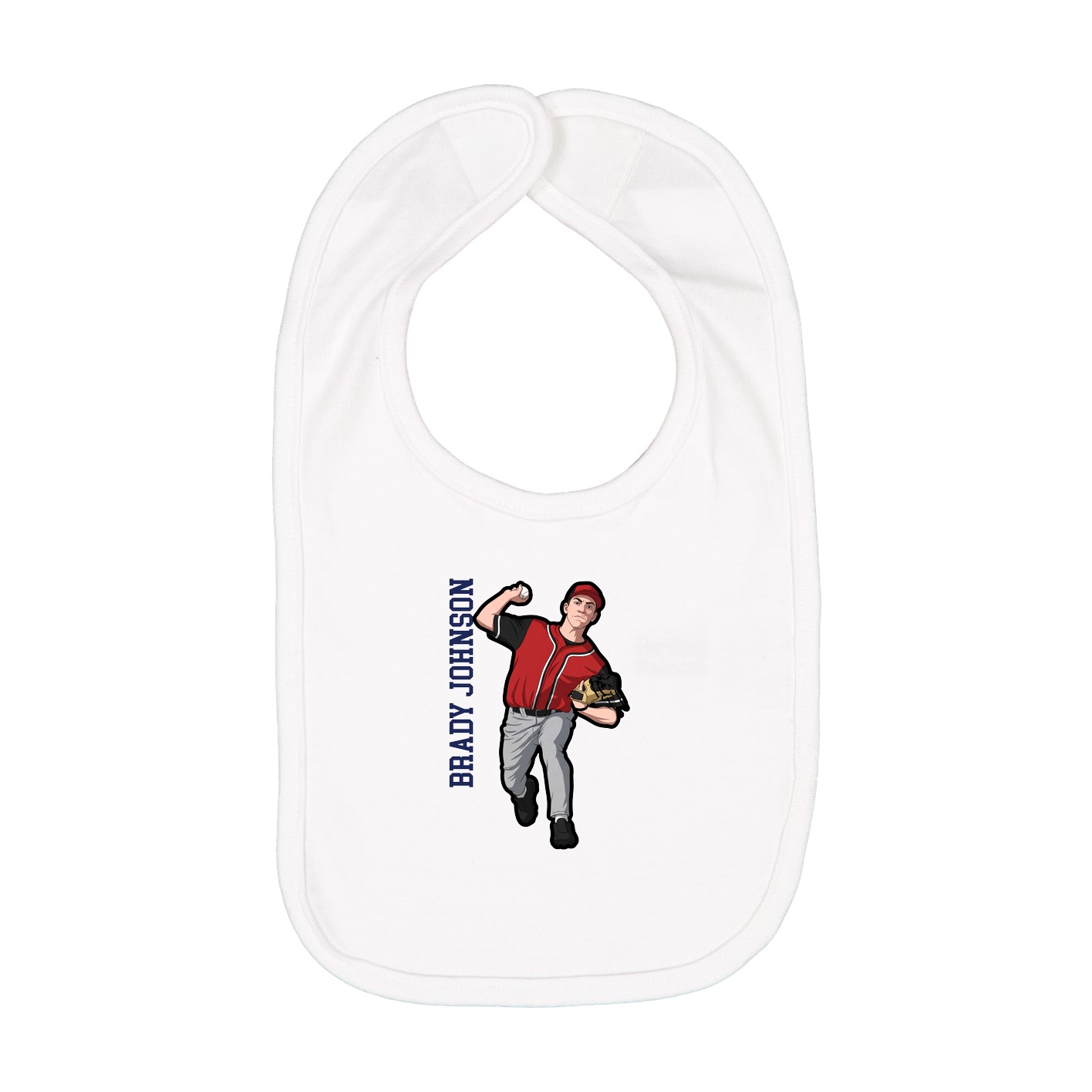 Infant Bib — Name Vertical in White