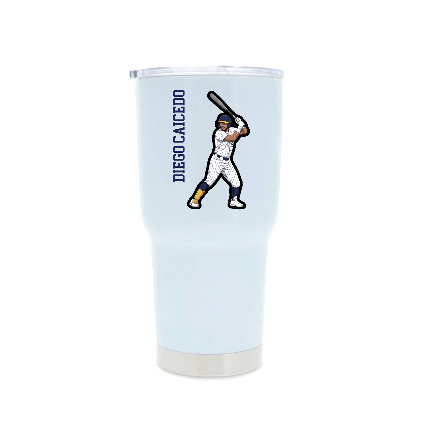 30oz Stainless Steel Tumbler — Name Vertical in White