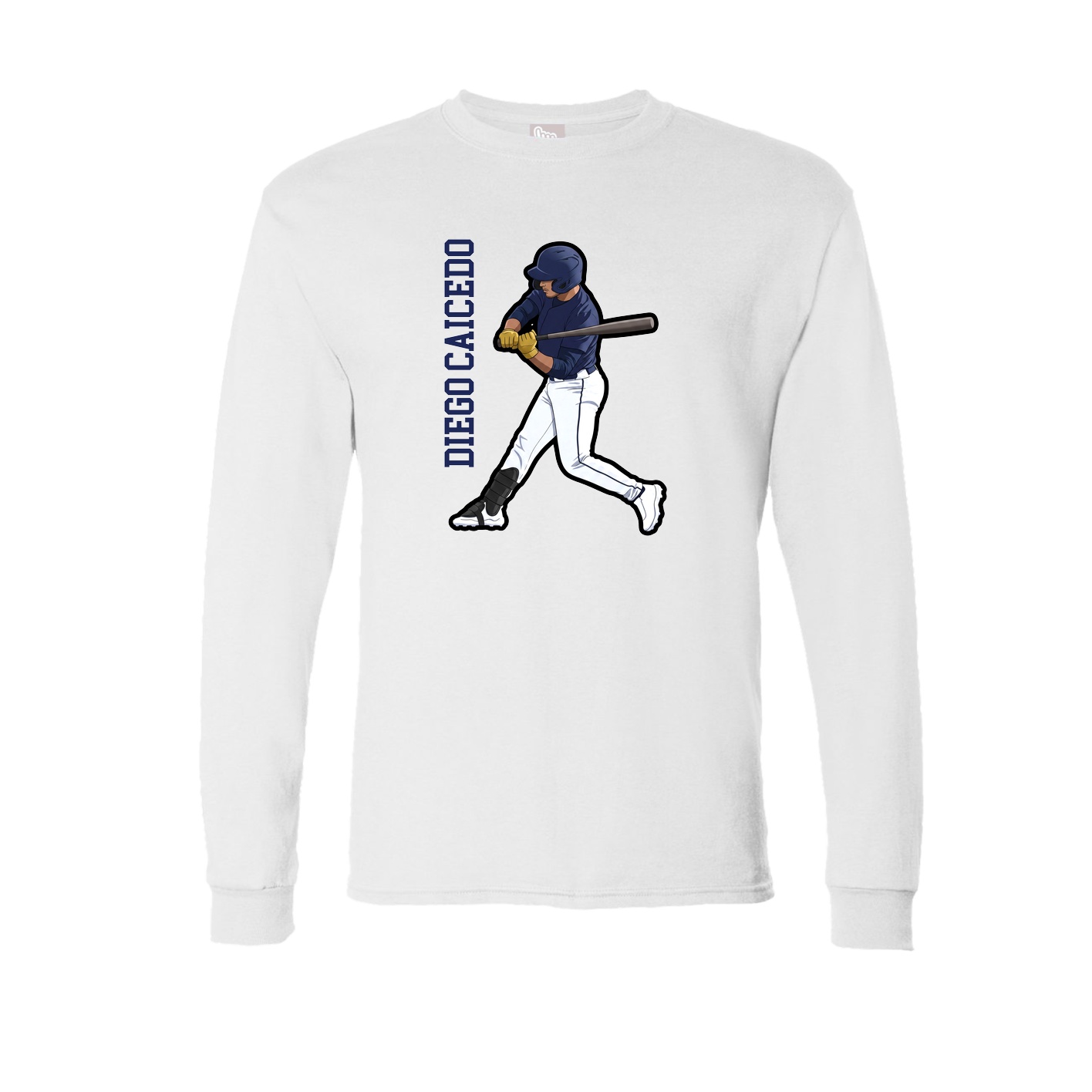 Long Sleeve Tee — Name Vertical in White