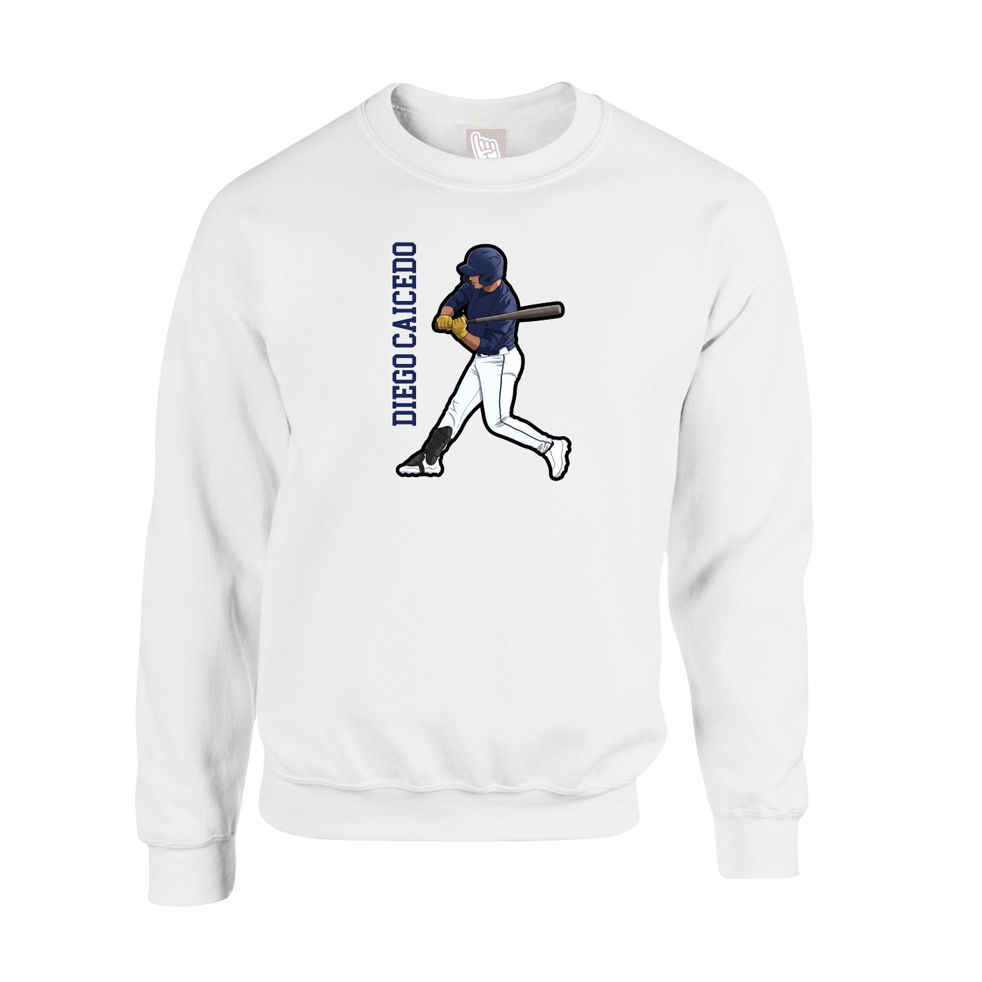 Fleece Crew — Name Vertical in White