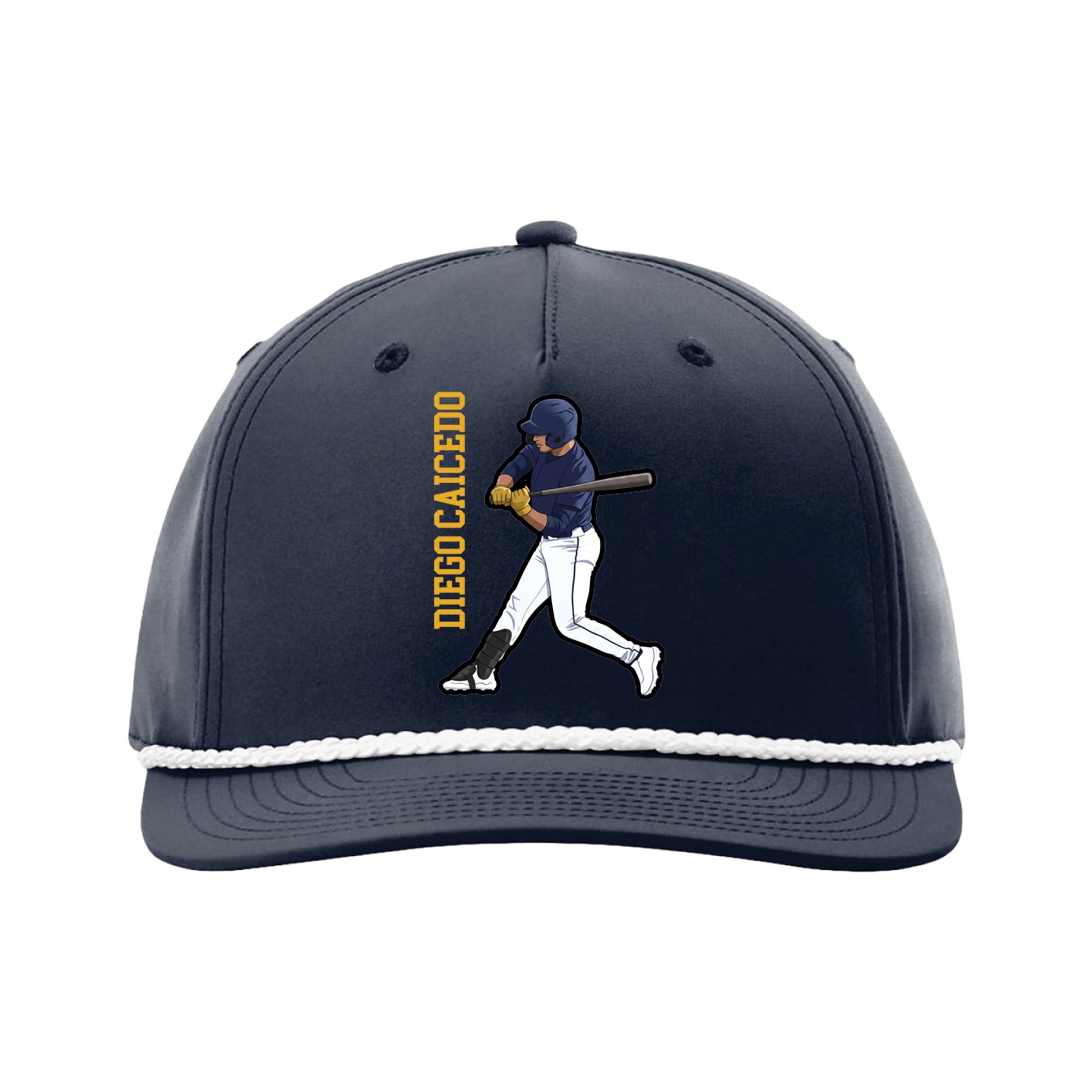 Five-Panel Classic Rope Cap — Name Vertical in Navy