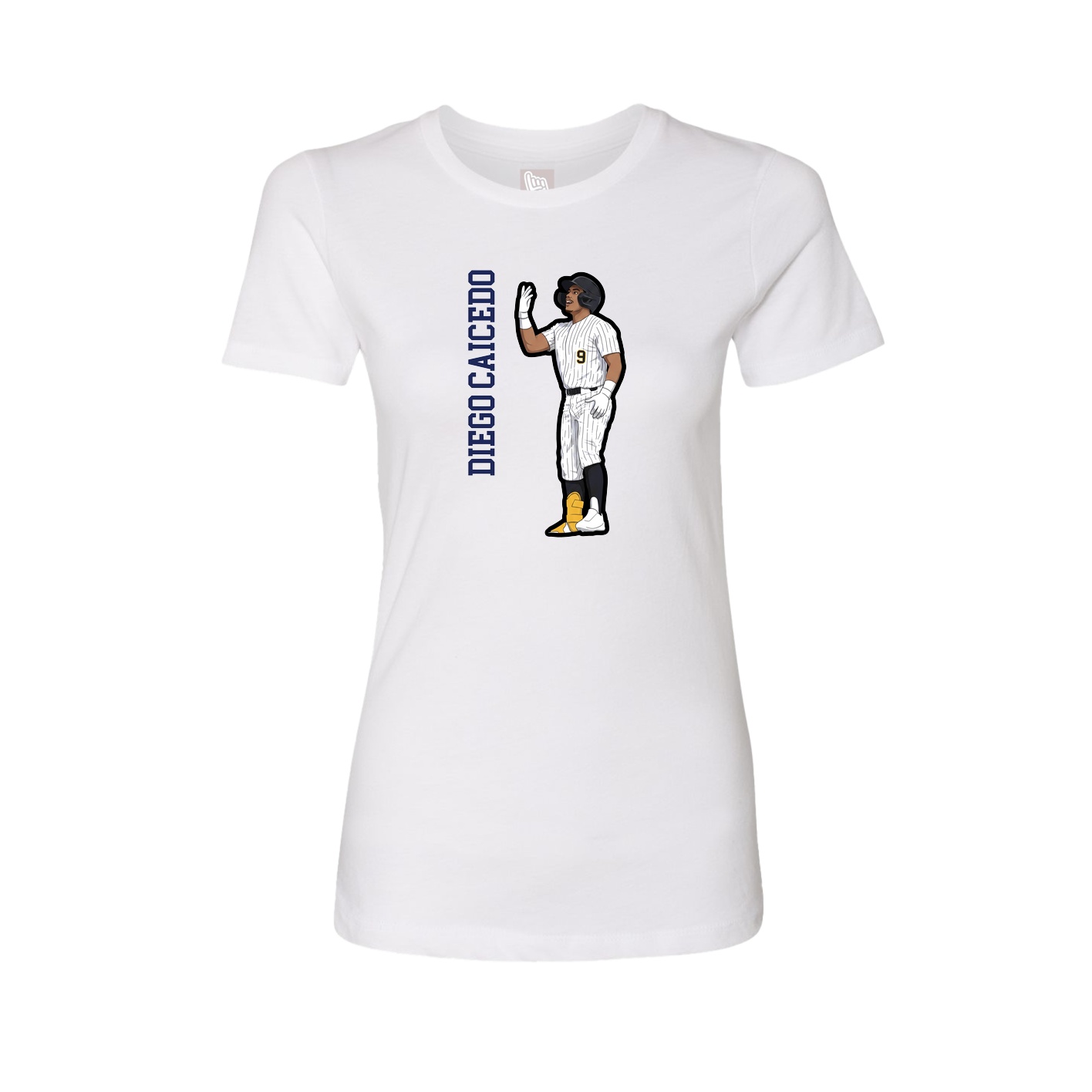 Fitted Women's Tee — Name Vertical in White