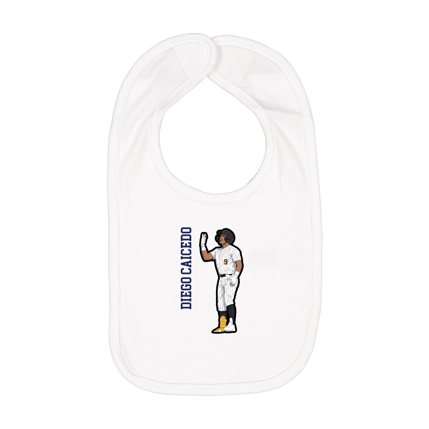 Infant Bib — Name Vertical in White