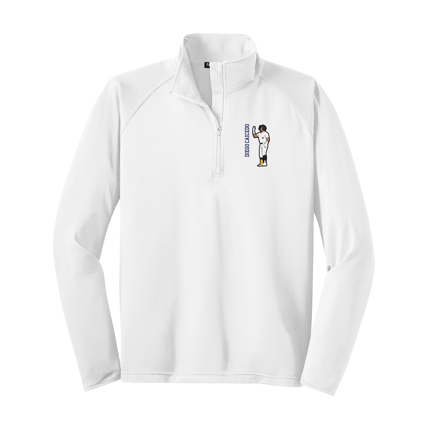 Q-Zip Pullover — Name Vertical in White