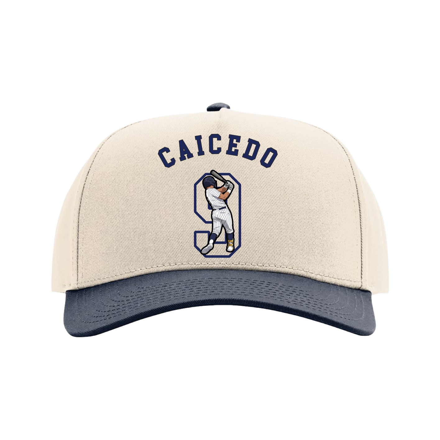 Full Fabric Five-Panel Champ Cap — Shirsey Arch in Cream/Navy
