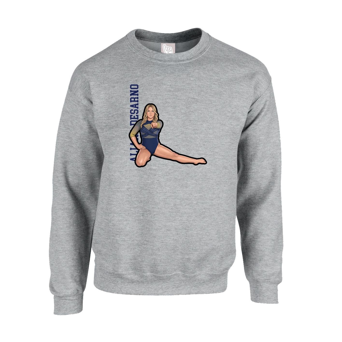 Fleece Crew — Name Vertical in Grey