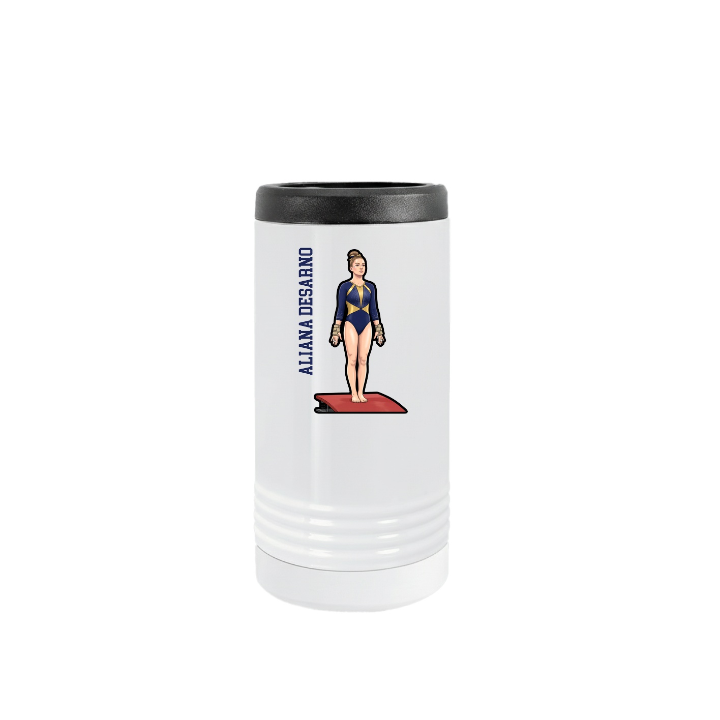 Slim Beverage Holder — Name Vertical in White