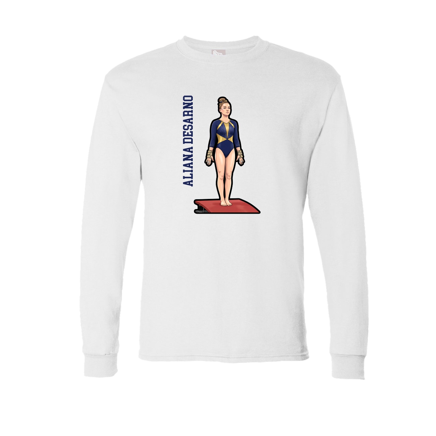 Long Sleeve Tee — Name Vertical in White