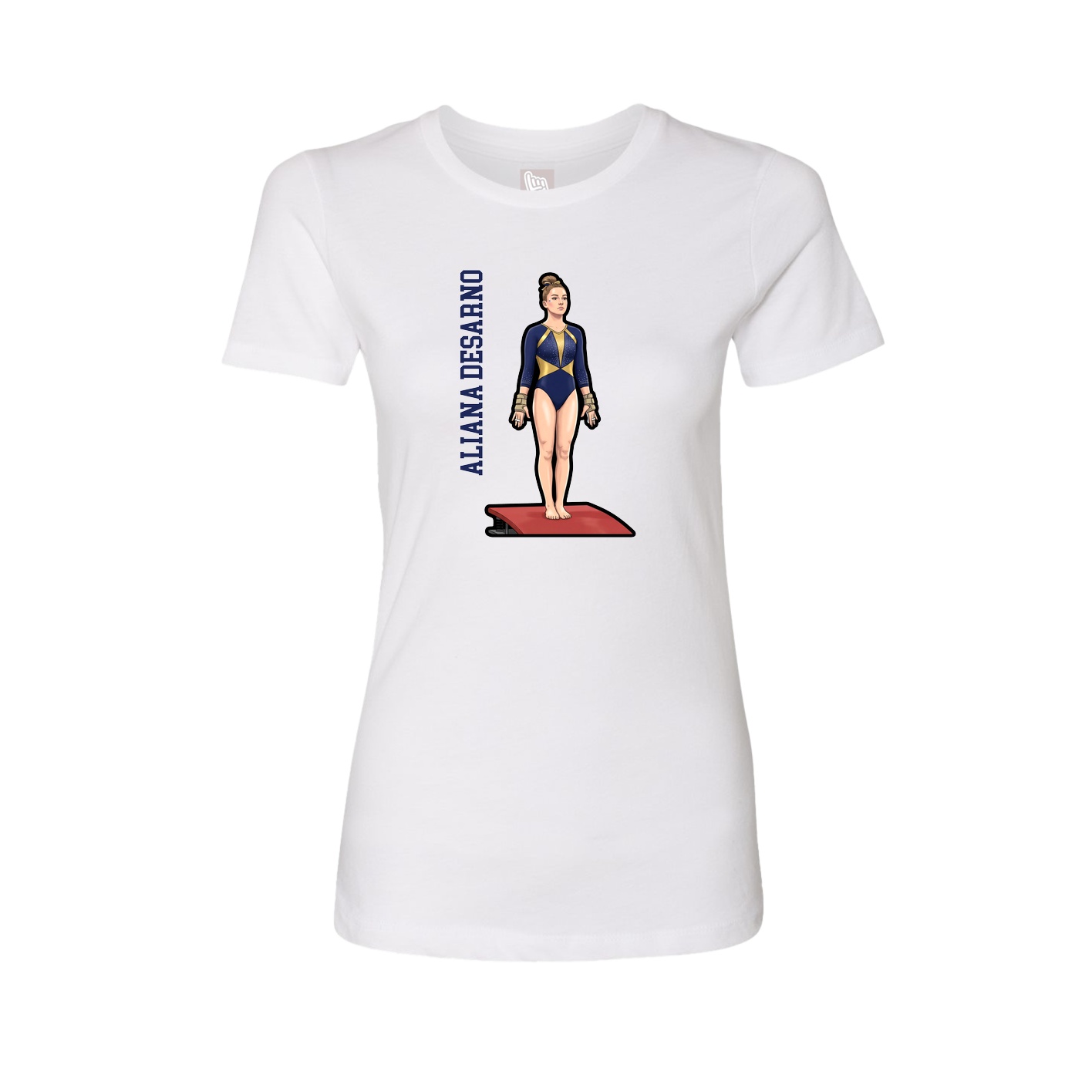 Fitted Women's Tee — Name Vertical in White