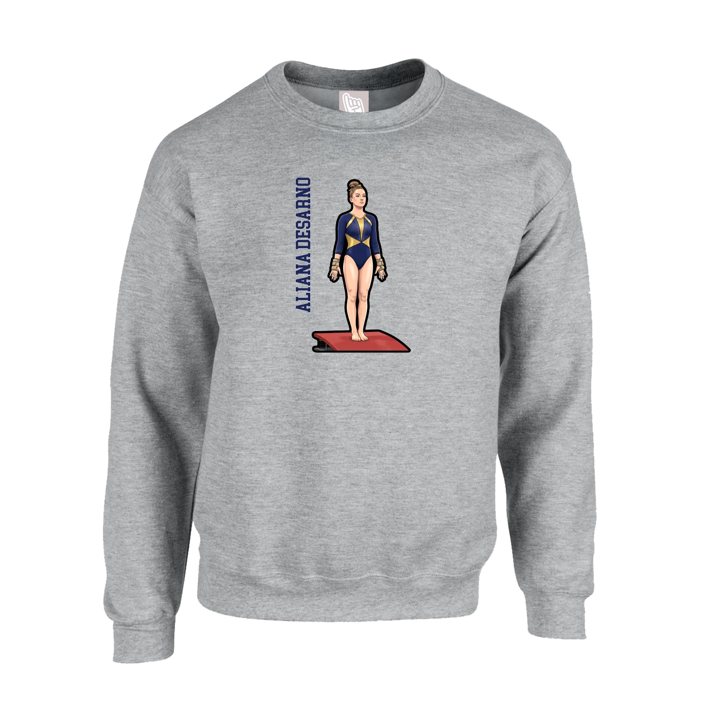 Fleece Crew — Name Vertical in Grey