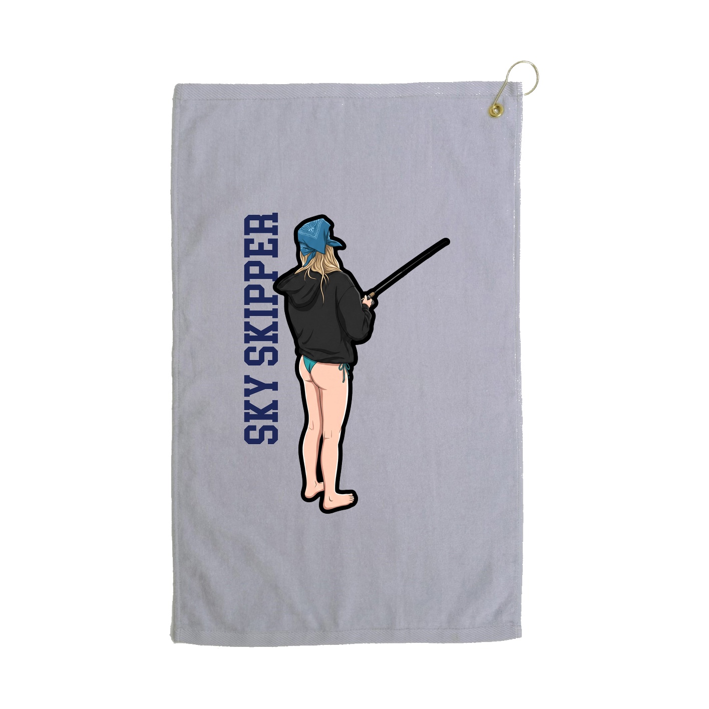 Golf Towel — Name Vertical in Grey