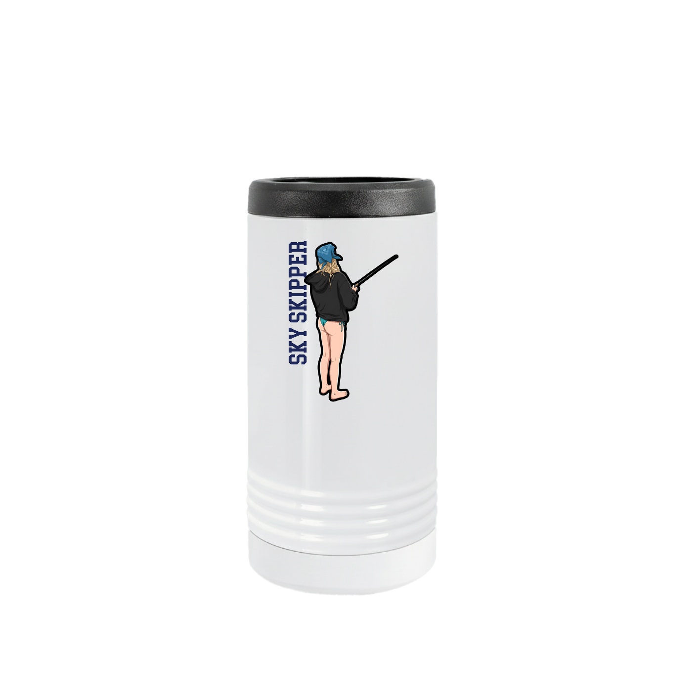 Slim Beverage Holder — Name Vertical in White