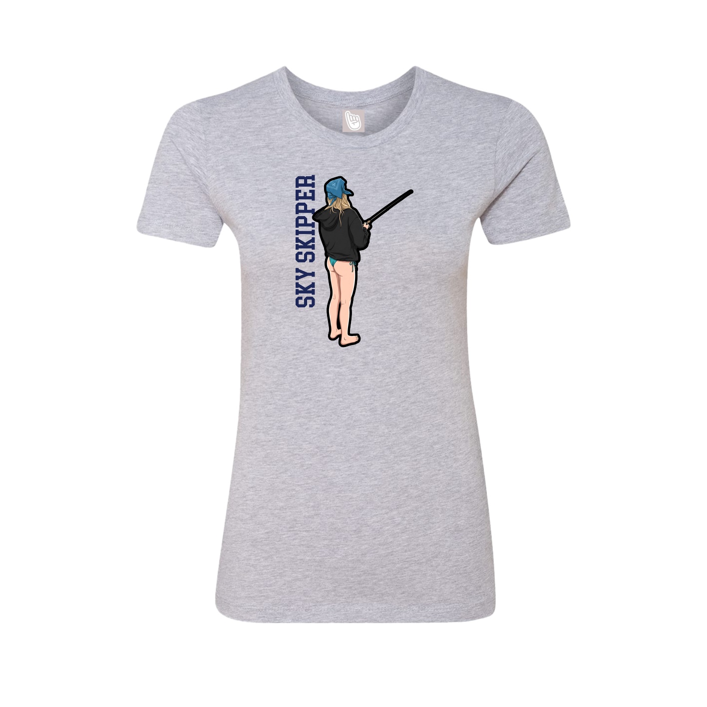 Fitted Women's Tee — Name Vertical in Grey